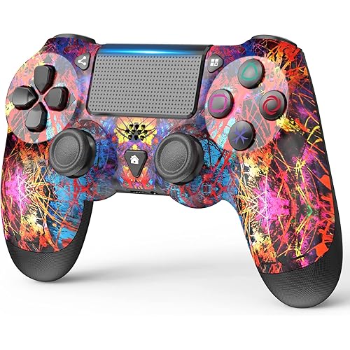 Akvwj 【Upgraded】 Wireless PS4 Remote Controller Compatible with Playstation 4/Slim/Pro with Dual Vibration/6-Axis Motion Sensor/Audio Replacement for PS4 Controller