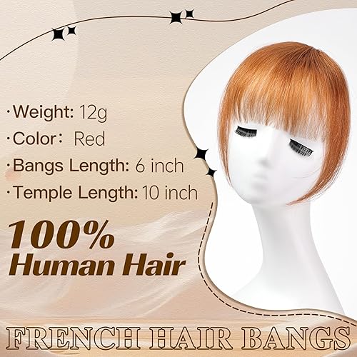 Miniatura 2 de HAIRCUBE Flequillo con clip, extensiones de flequillo 100 % cabello humano, flequillo grueso francés de 0.44 oz (12 gramos) con clip en las