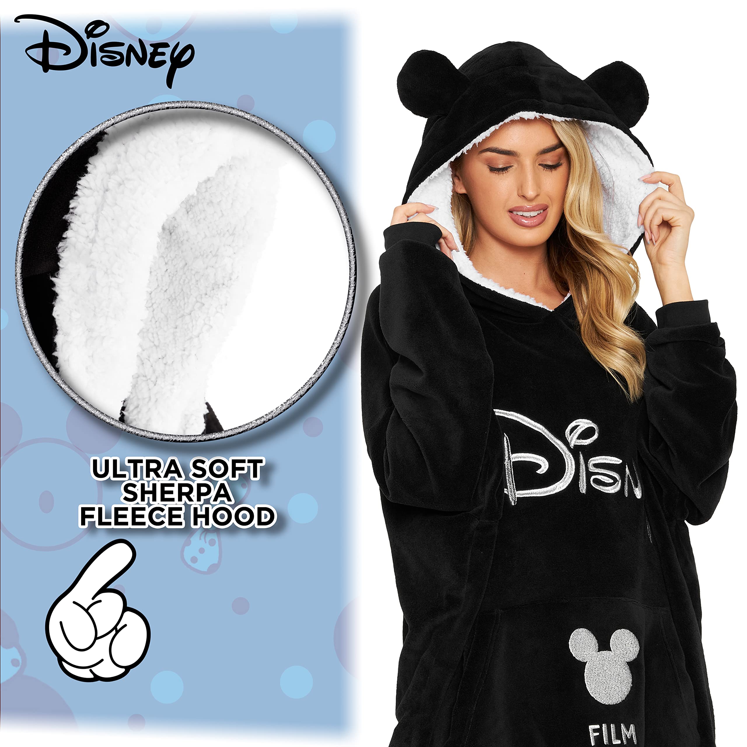 Disney Felpa Donna con Cappuccio, Oversize Blanket Hoodie Calda di Pile Minnie e Mickey