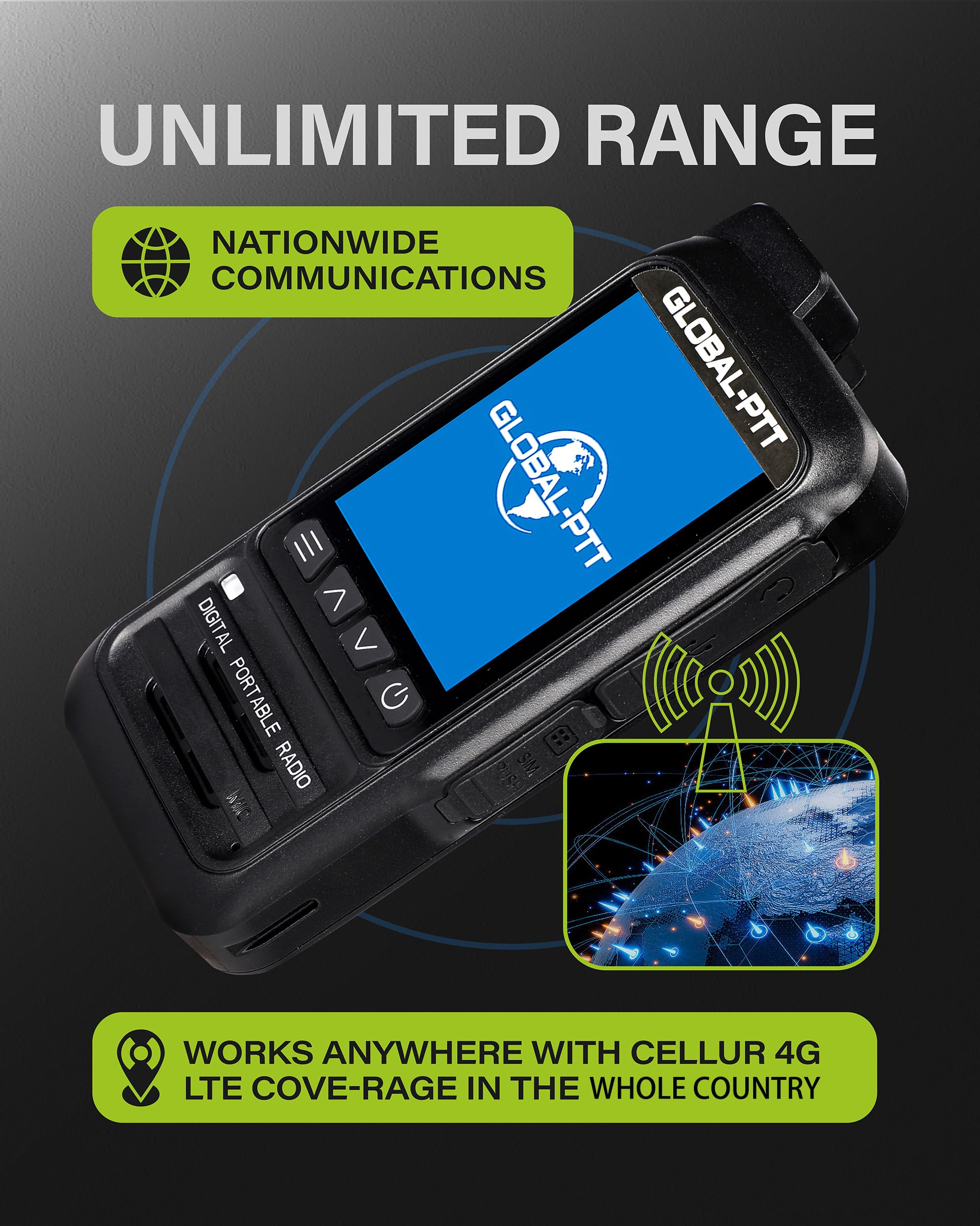 2-Pack Global PTT 4G Walkie Talkies with SIM Cards - Nationwide Coverage Unlimted Communication Long Range PoC Two Way Radios IP67 Waterproof Design — view 3