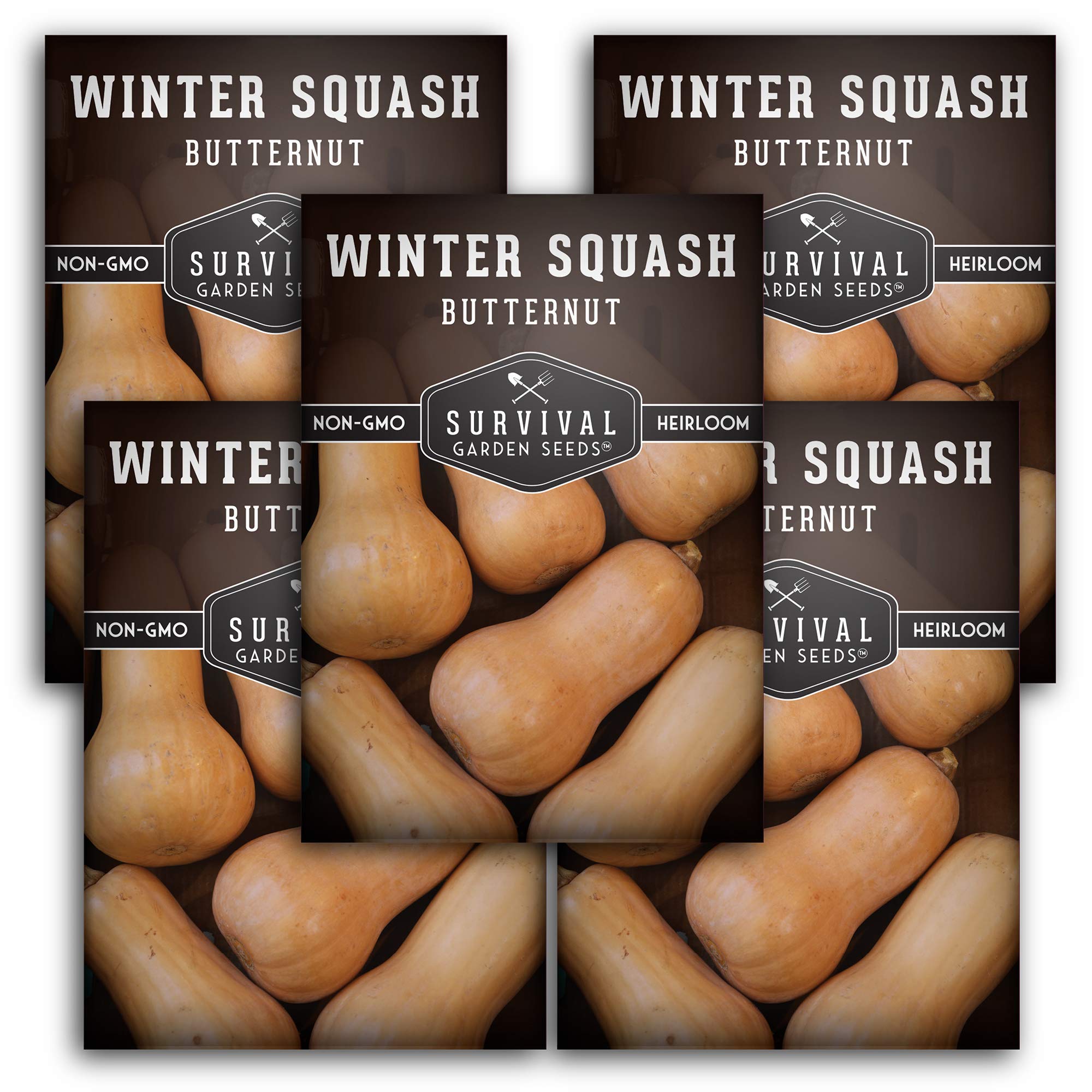 Butternut Squash Seeds for Planting - 5 Packs | Heirloom Non-GMO Vegetable Seed, High Yield & Easy to Grow Crop for Winter Storage - Survival Garden Seeds