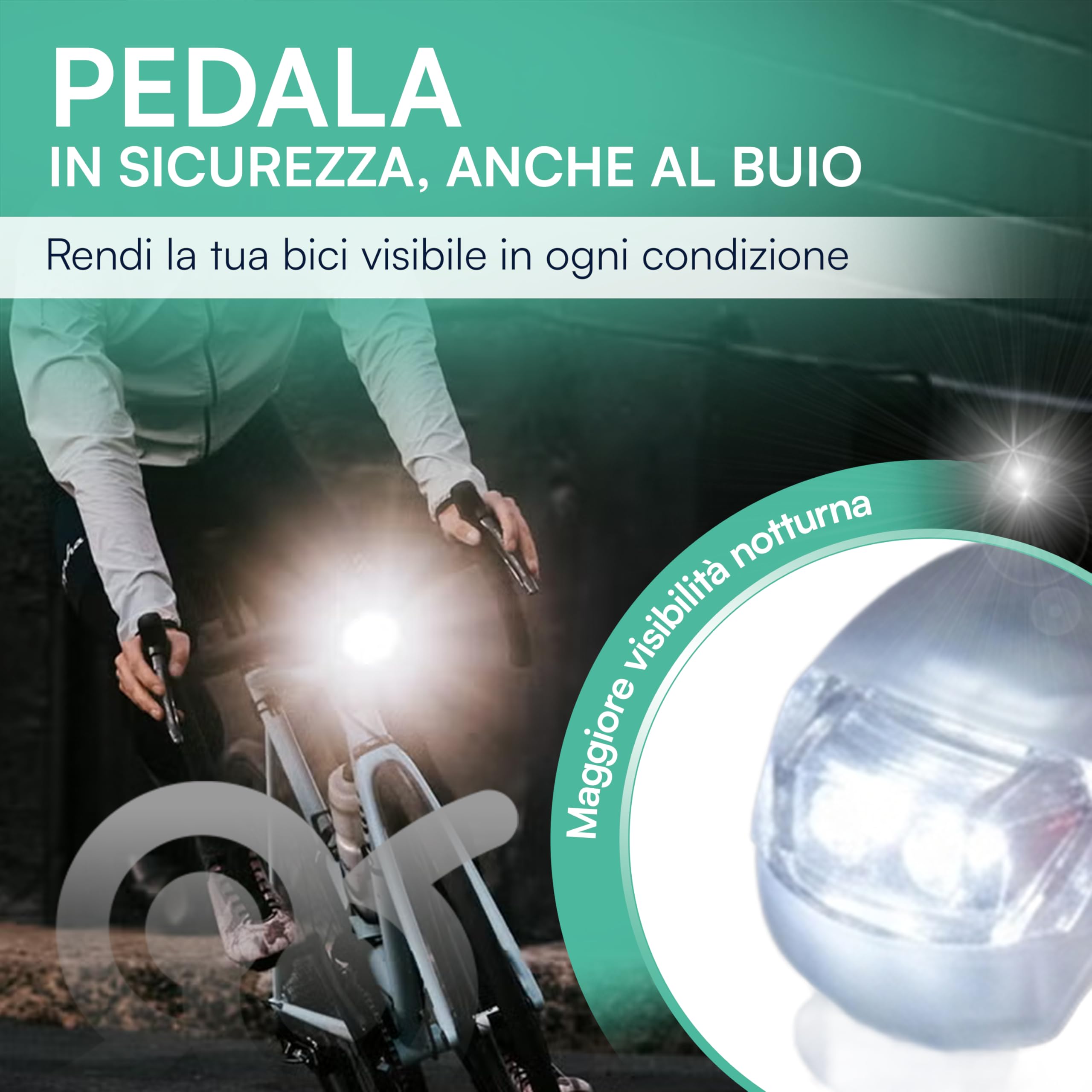 Mineup Luci LED Per Bici E Passeggino: 8 Pezzi Al Silicone Con 3 Modalità, Impermeabili E Sicure Per Notte