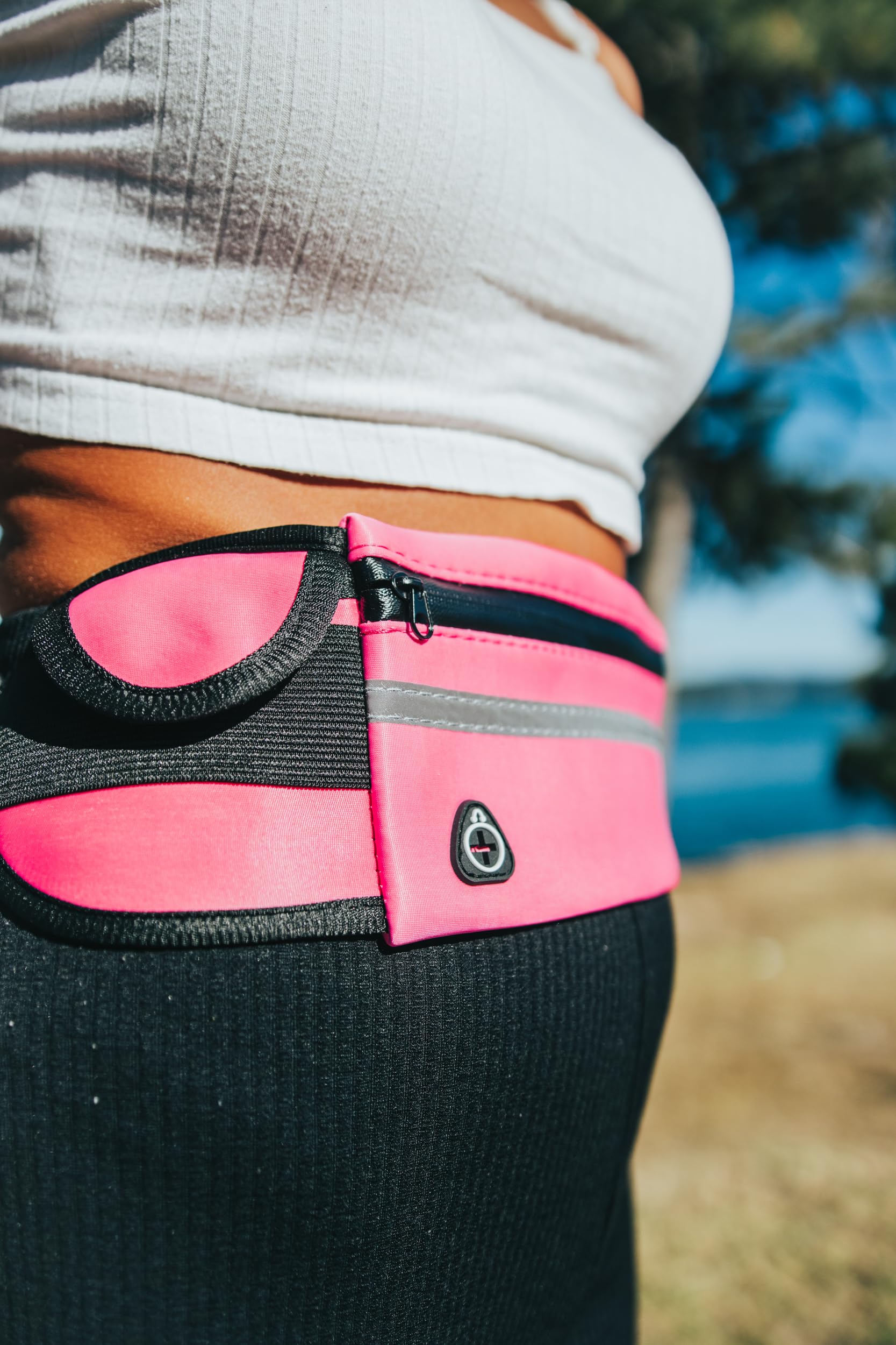 Marsupio Running Impermeabile Uomo Donna Corsa Cintura Elastica Rosa