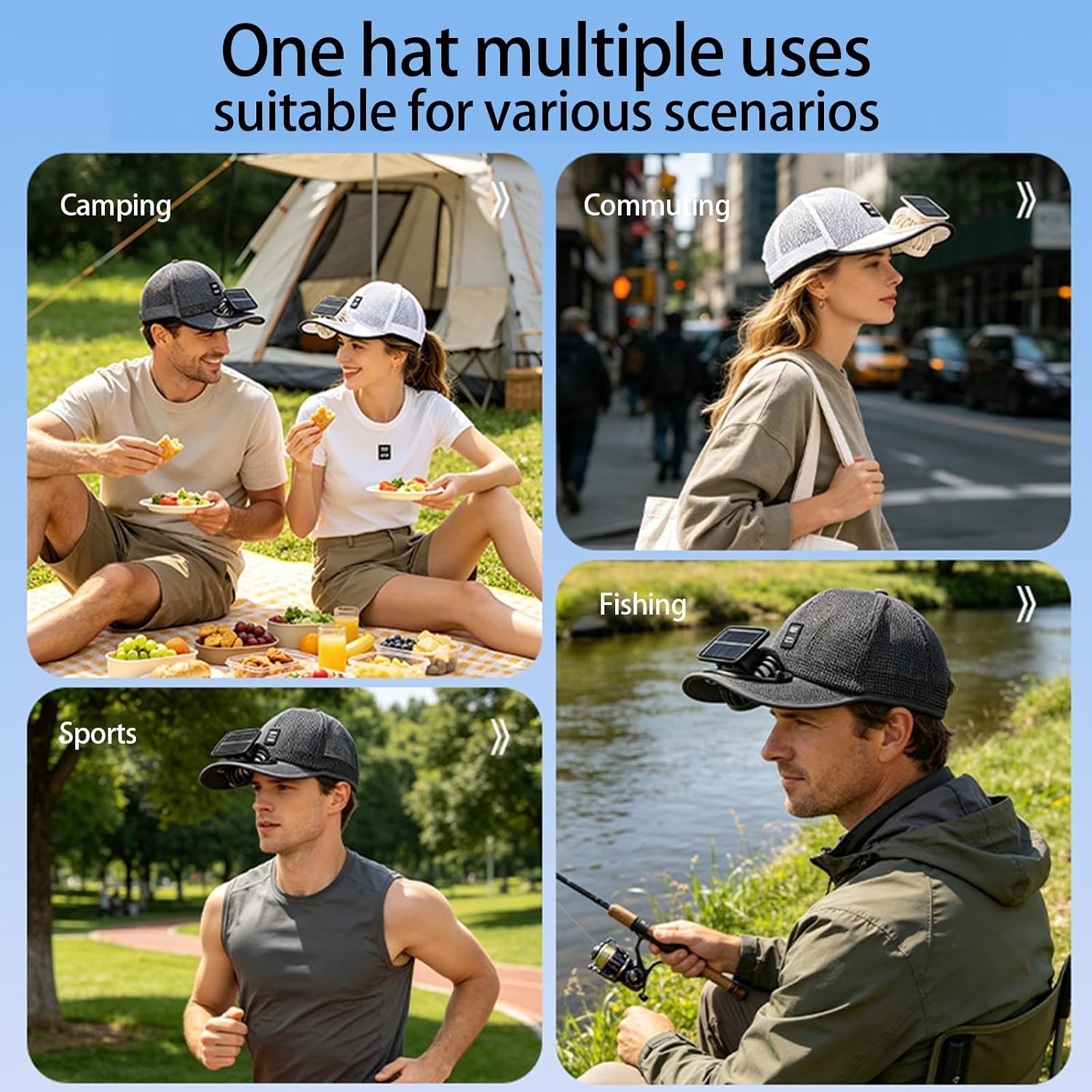 Compact Versatile Cooling Cap with Adjustable Airflow, Battery Operated for Golf Gardening Camping Fishing Unisex