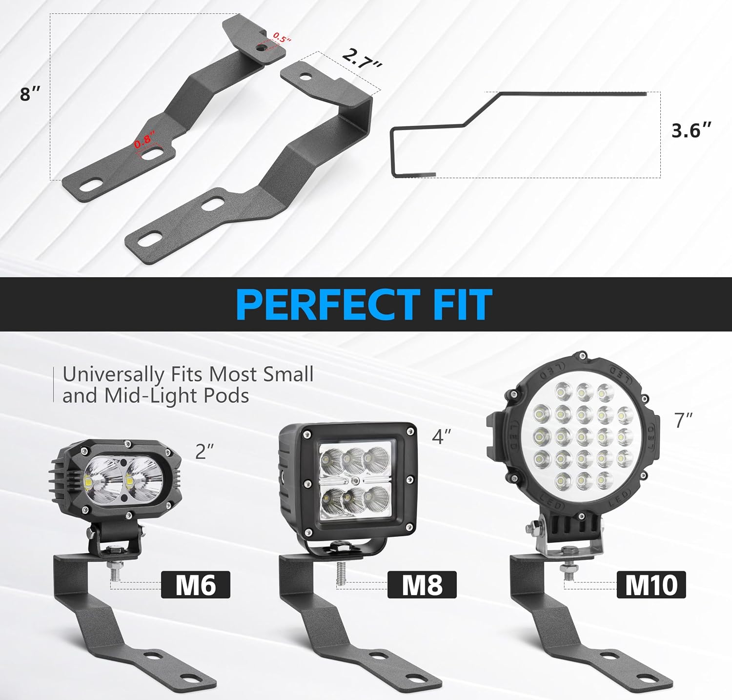 YZONA Ditch Hood Light Brackets Mounts A-Pillar Lighting Bracket Auxiliary Offroad LED Pod Work Compatible with Toyota Tacoma 2005 2006 2007 2008 2009 2010 2011 2012 2013 2014 2015 (2PCS, Black)