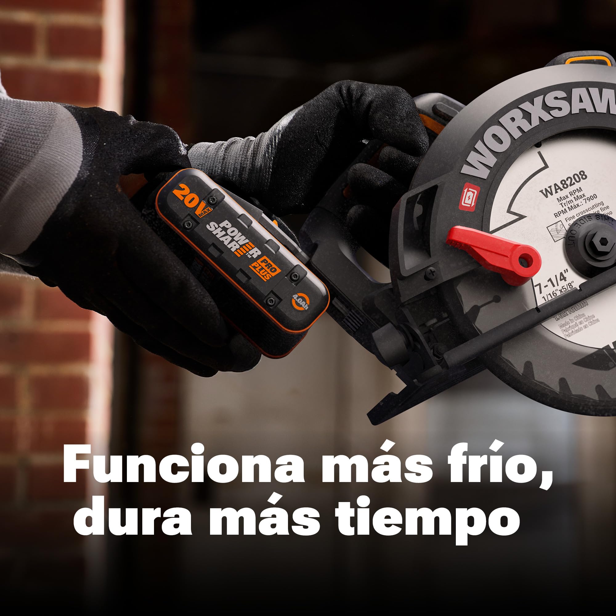 WORX WA3646 Powershare Pro Plus 20V 4Ah, batería de Ciclo Largo, con tecnología de Alto Rendimiento, indicador Integrado, Compacto y Ligero, Compatible con Todas Las Herramientas WORX