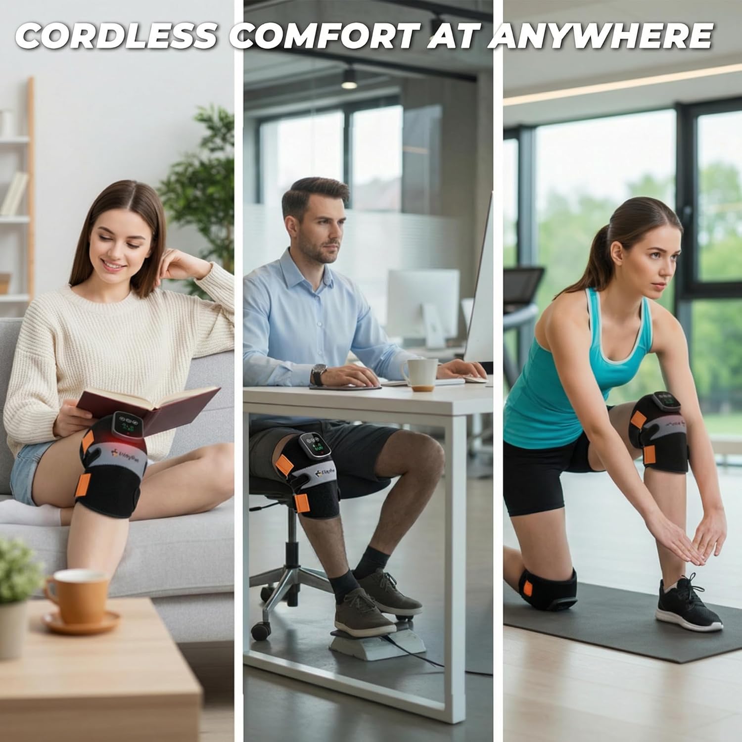 Knee Massager with Heat and Red Light Therapy, 5000mAh Cordless 60 LEDs Near Infrared Knee Brace, FSA Eligible HSA Mothers Day Gifts for Mom Women, Portable Knee Wrap for Joint/Calf/Elbow/Arm