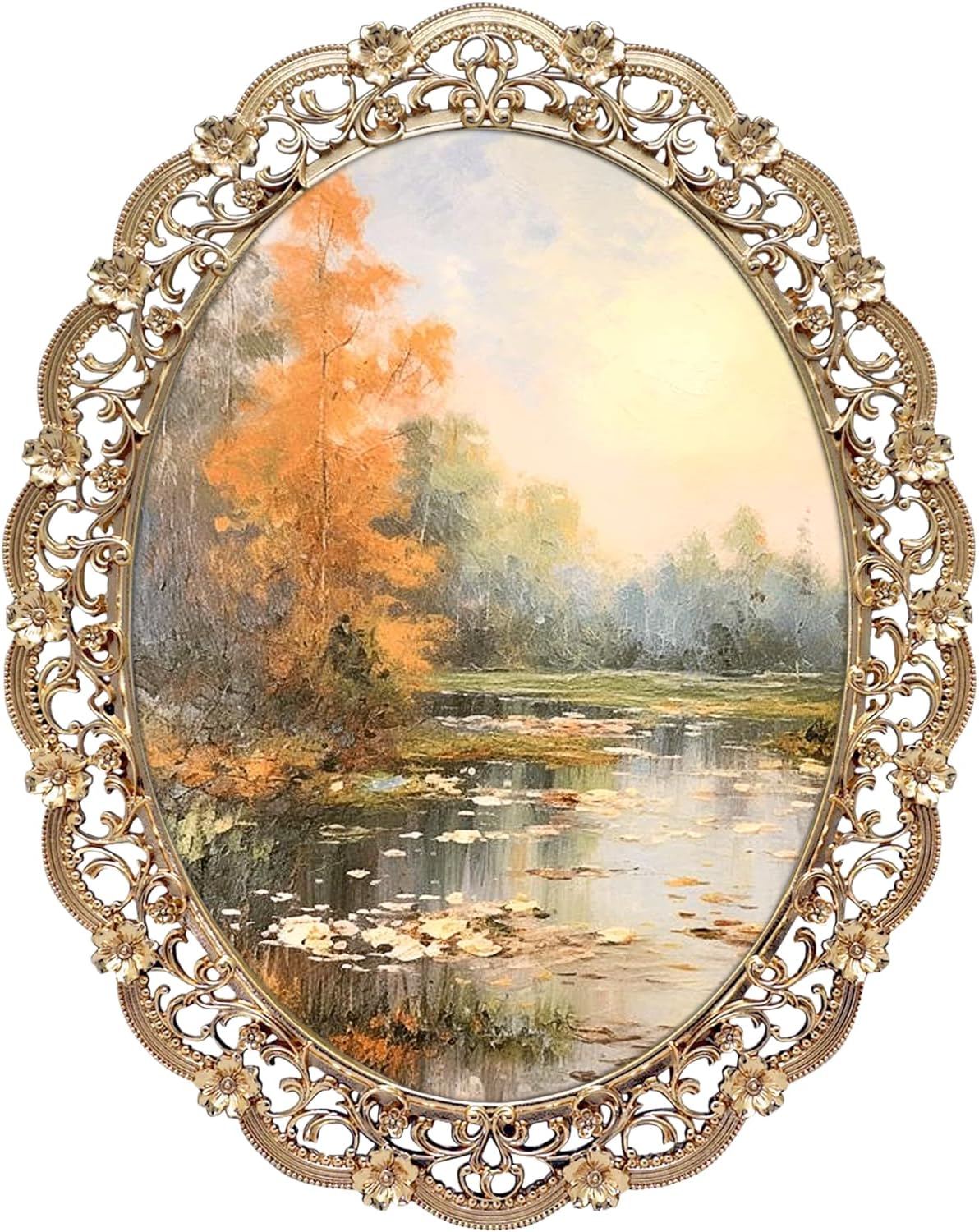 Victorian Oval Photo Frame / 6x8 In | For Vertical Display on Tabletops | Perfect for Home Decor, Wedding, Vacation, Graduation, Or Any Milestone Photos (Gold)
