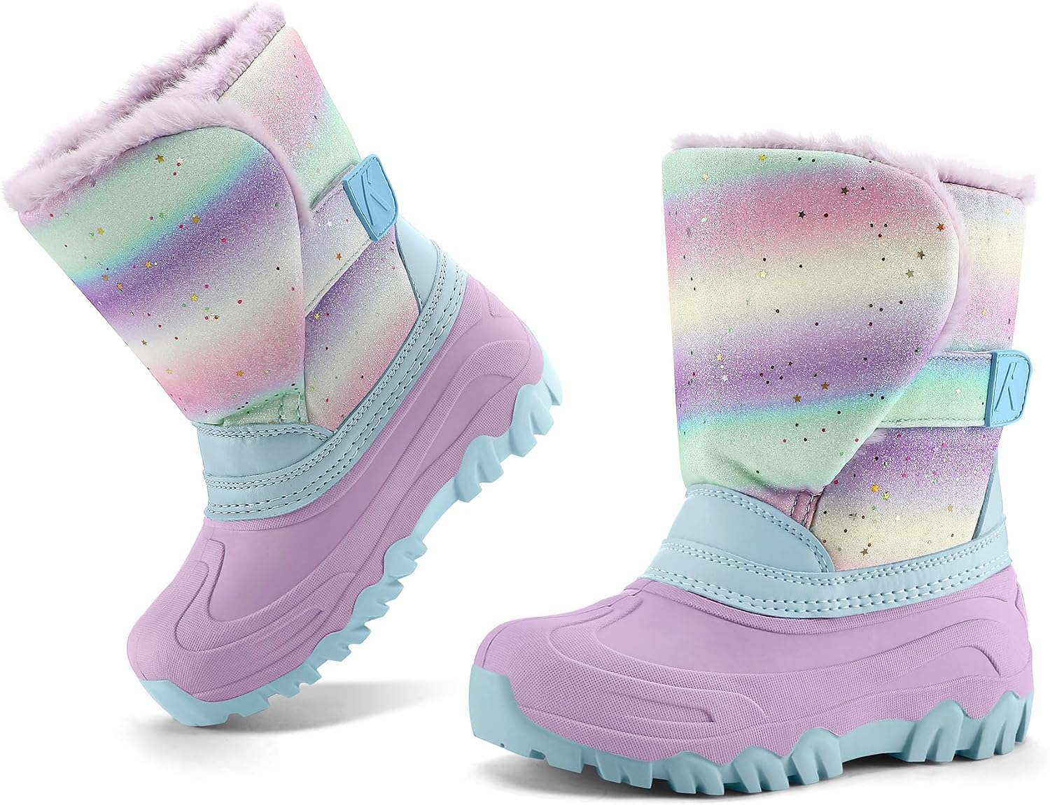 K KomForme Waterproof Girls Snow Boots with Faux Fur Lining, Warm Winter Shoes for Kids (Toddler/Little Kid/Big Kid)