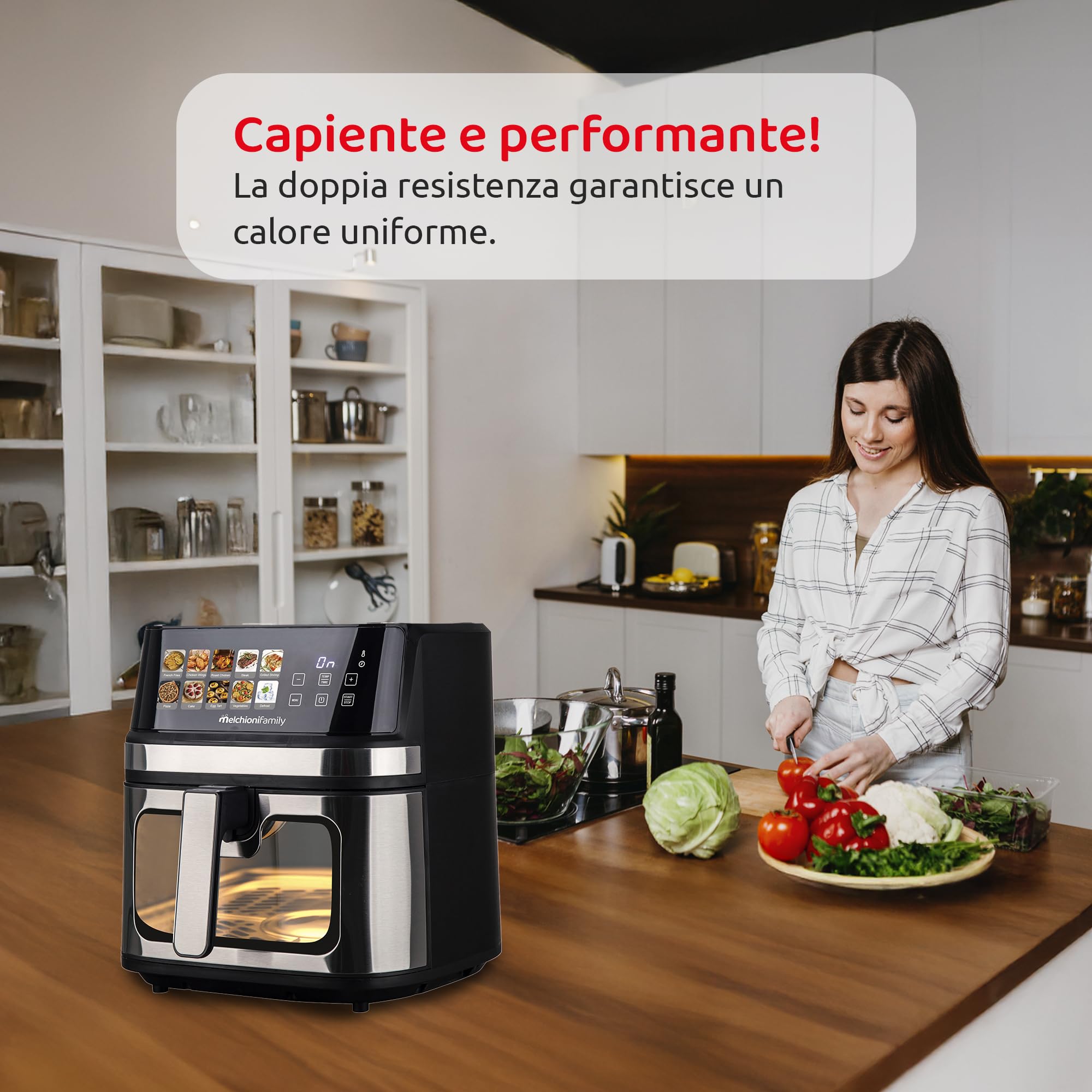 Melchioni Friggitrice Ad Aria Gaia Plus 8lt 2200w Display Colori Nero