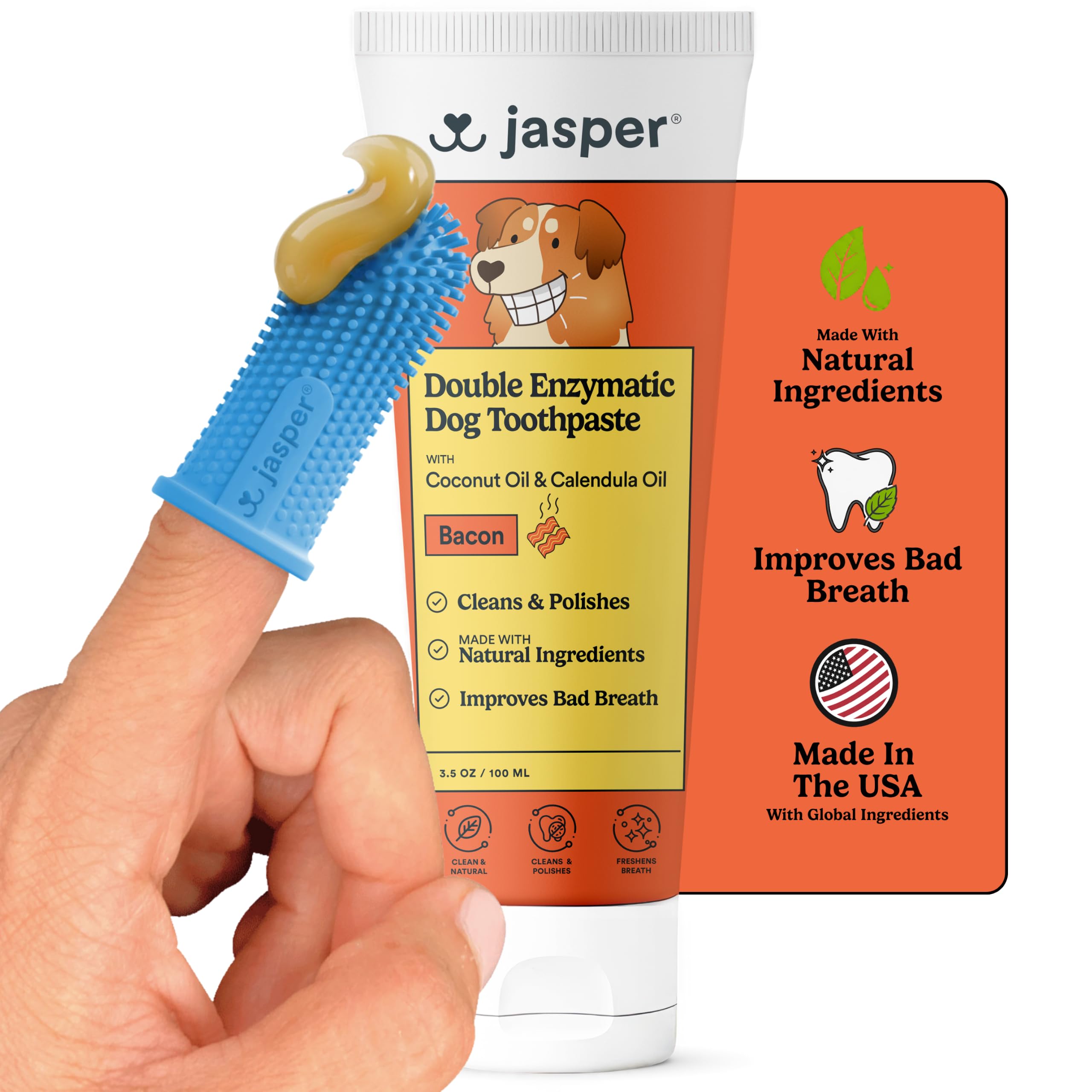 Jasper Dog Tooth Brushing Kit Bacon Flavor