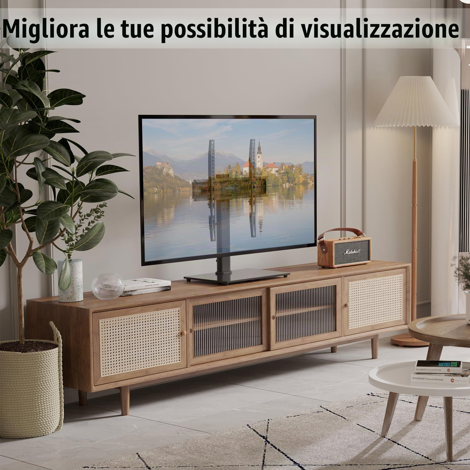 BONTEC Supporto da Tavolo per TV 24-60 Pollici Altezza Regolabile Girevole VESA 400x400 mm 45 kg
