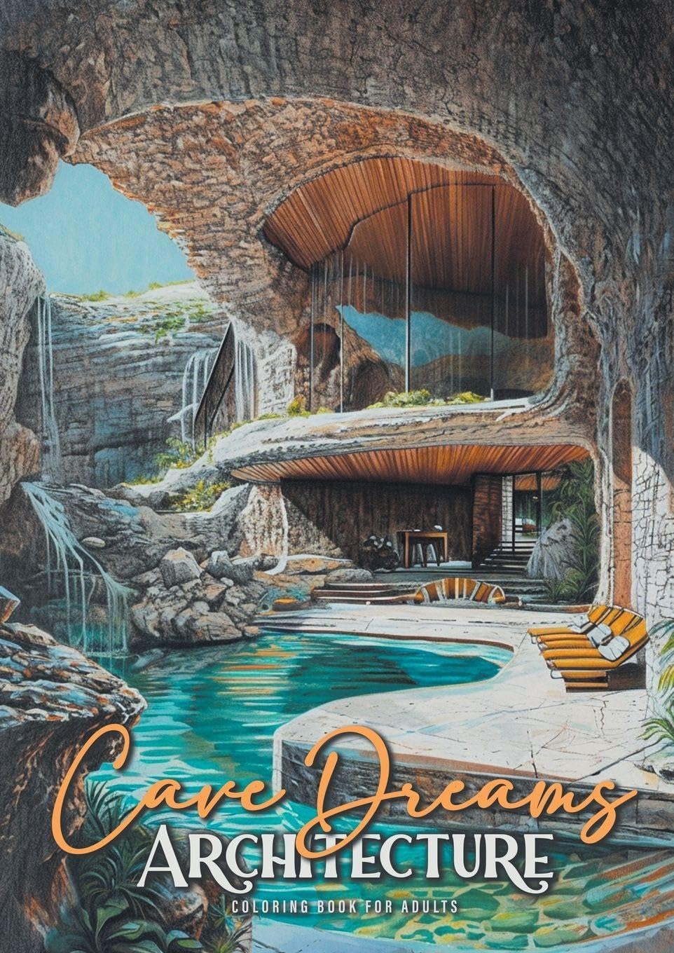 Cave Dreams Architecture Coloring Book for Adults: Interior Design Coloring Book Living Concepts in Nature architecture grayscale Coloring Book nature A4 (Interior Coloring Books) Paperback – January 21, 2024