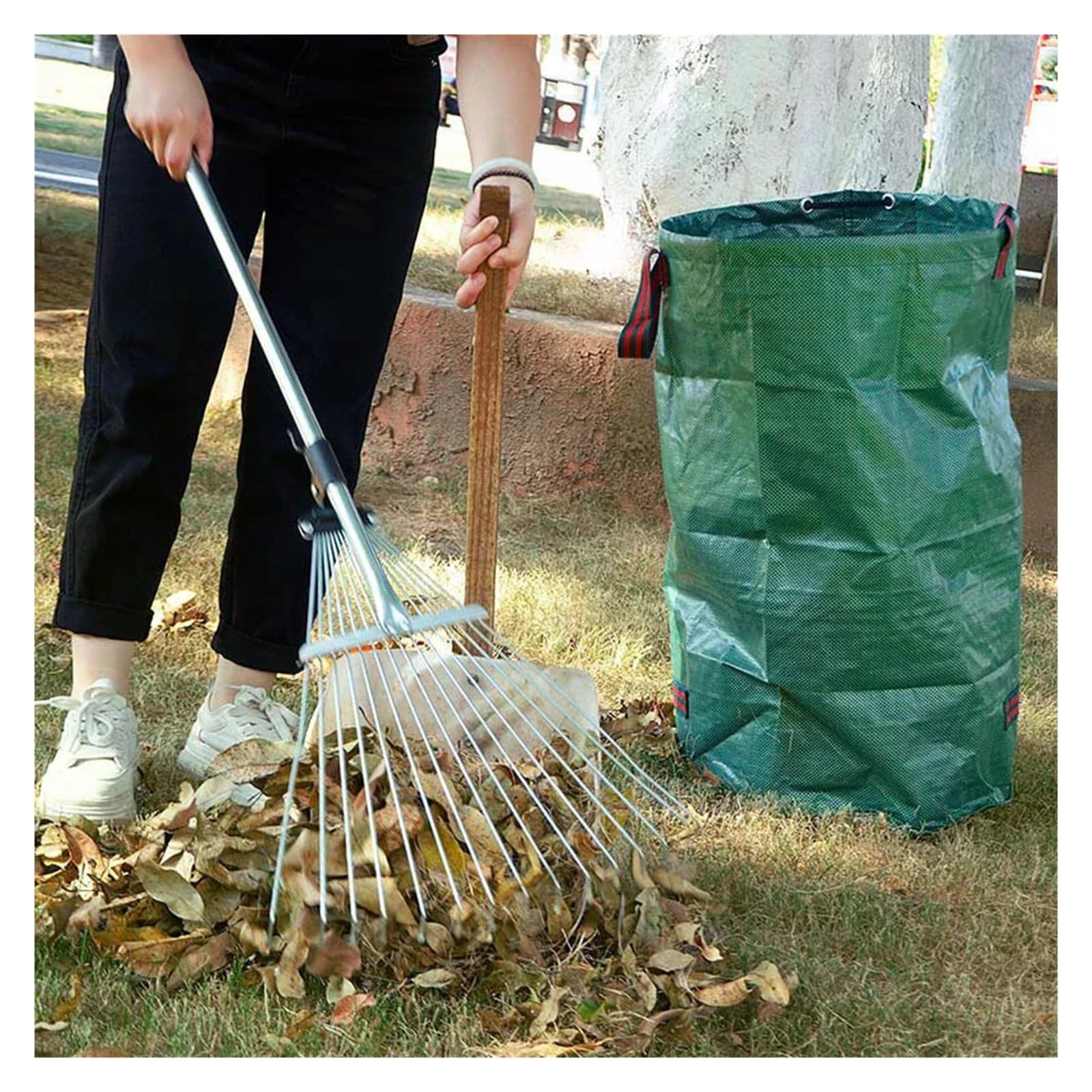 Bolsas de jardín reutilizables gran capacidad 60L-500L - Contenedor almacenamiento sacos hojas for limpieza jardines(A7)
