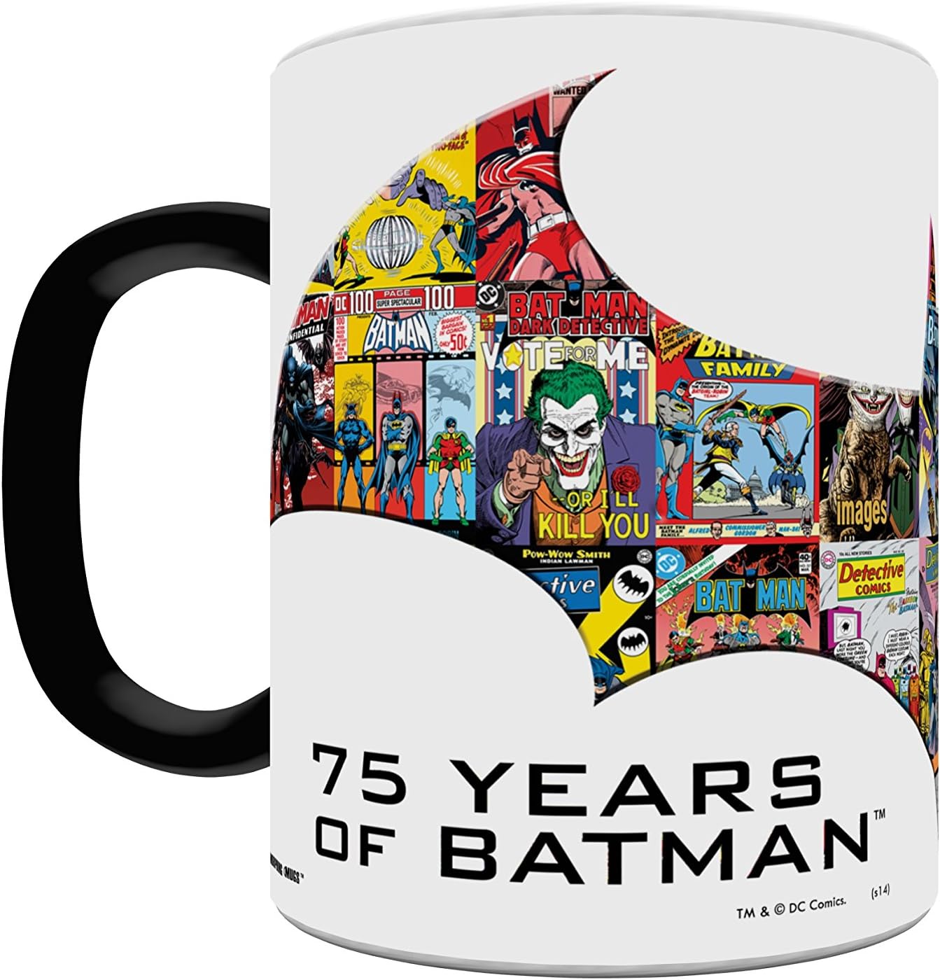 DC Comics Justice League (Batman 75th) Ceramic Mug, Black, 1 Count (Pack of 1)