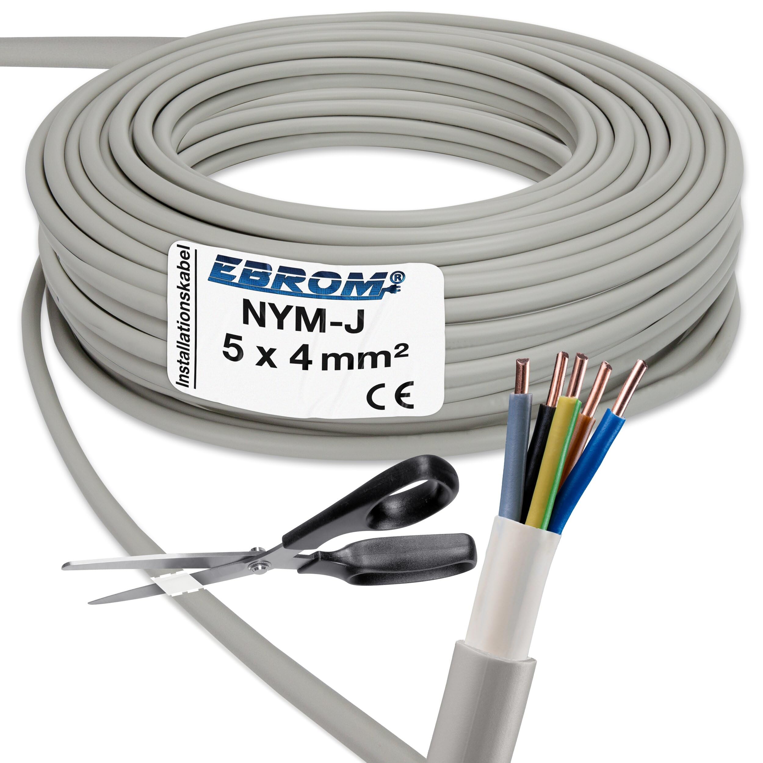 Fensterdurchführung Stromkabel MAS-Premium Feuchtraumkabel Stromkabel Von 5m Bis 100m Mantelleitung NYM-J 4x1,5 Mm² Elektrokabel Ring Für Feste Verlegung (40m Solarkabel 6mm2