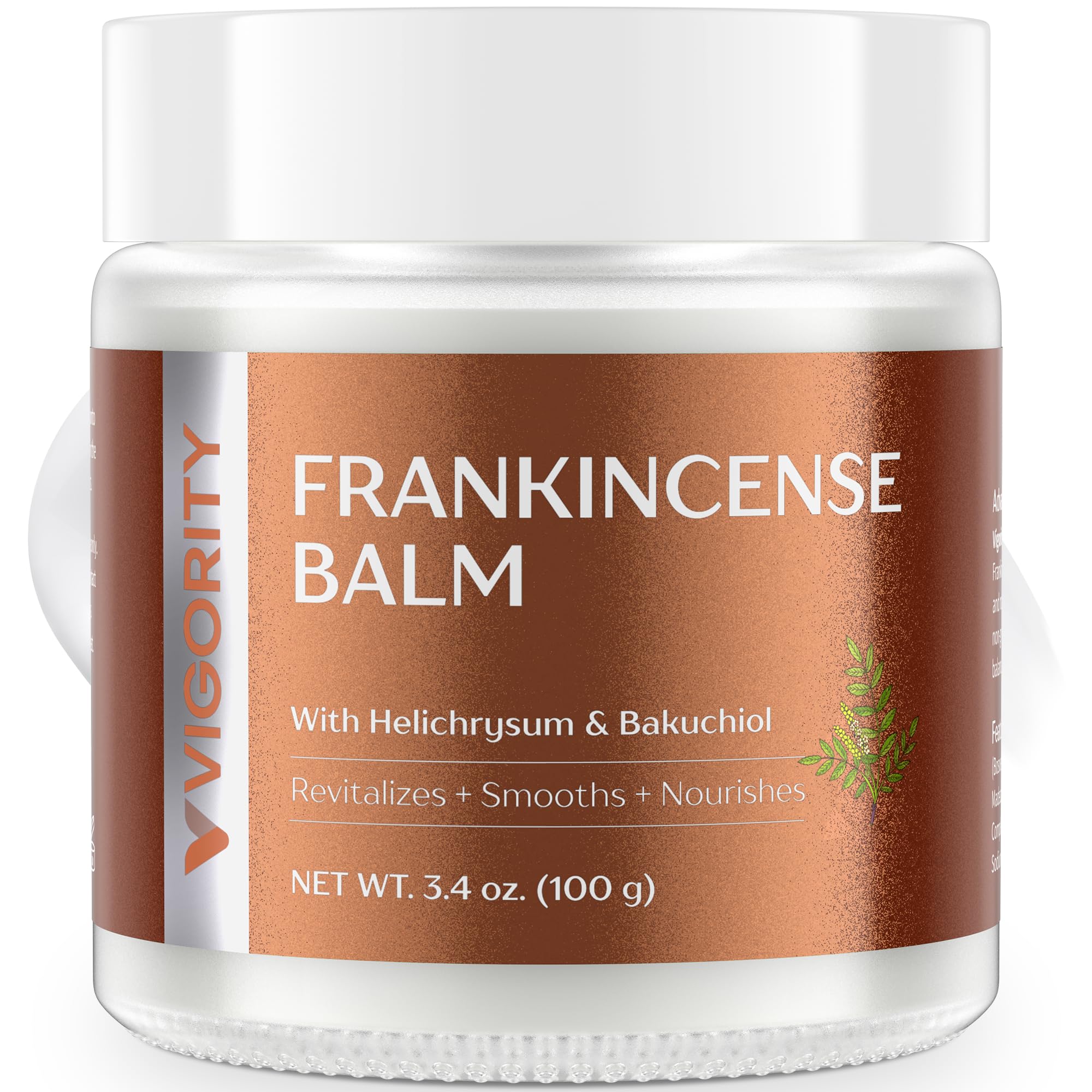 Vigority Frankincense Balm: Restorative Moisturizer for Dry, Mature & Cracked Skin – Smooths Aging Skin with Helichrysum & Bakuchiol - Hydrates,