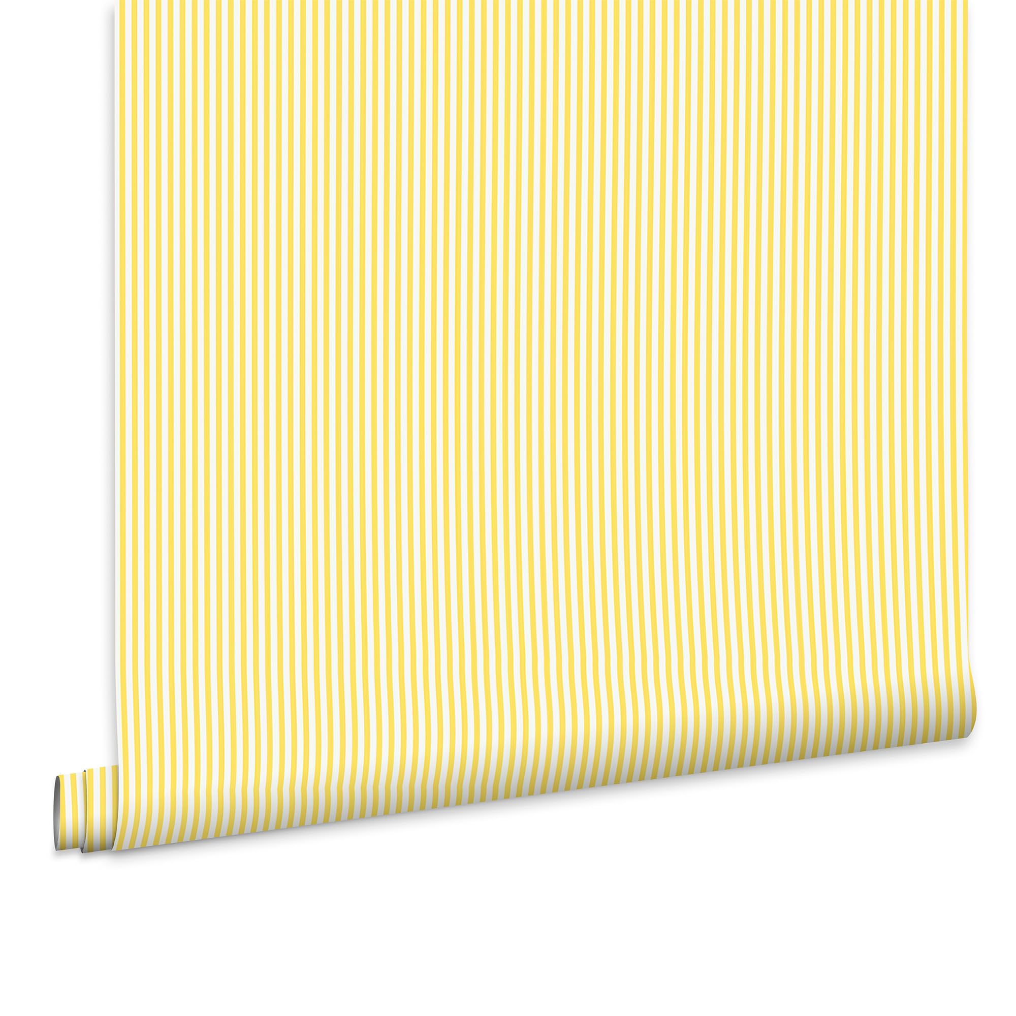 Joules Country Critters Ticking Stripe Lemon Wallpaper