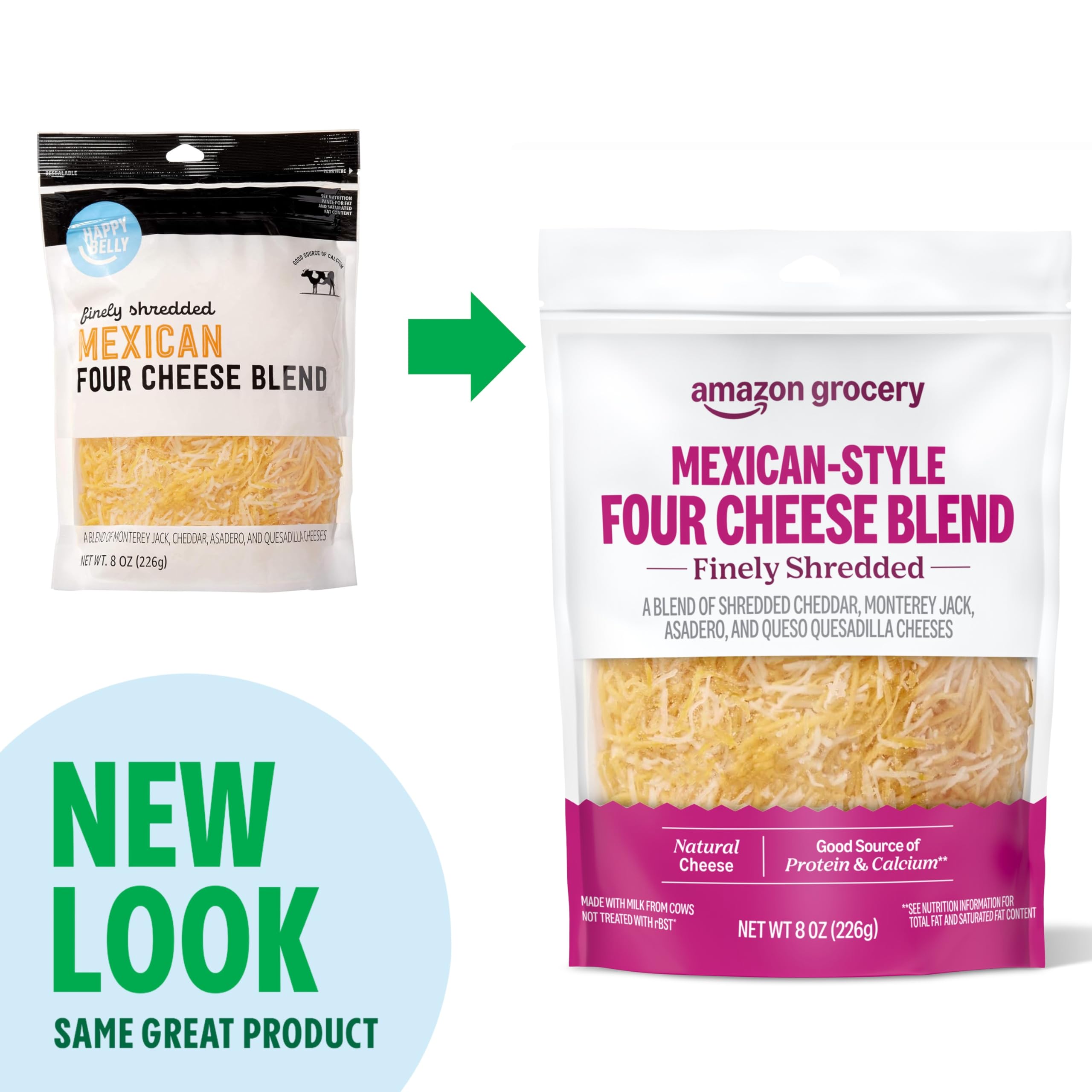 Amazon Grocery Mexican-Style Four Cheese Blend 8 Oz Previously Happy Belly Packaging May Vary — view 2