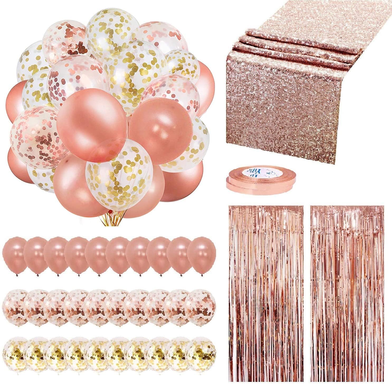 Mumoo Bear Rose Gold Balloons Party Decorations Supplies Set 35 Pack For Birthday Party, Wedding,Xmas New Year Festival