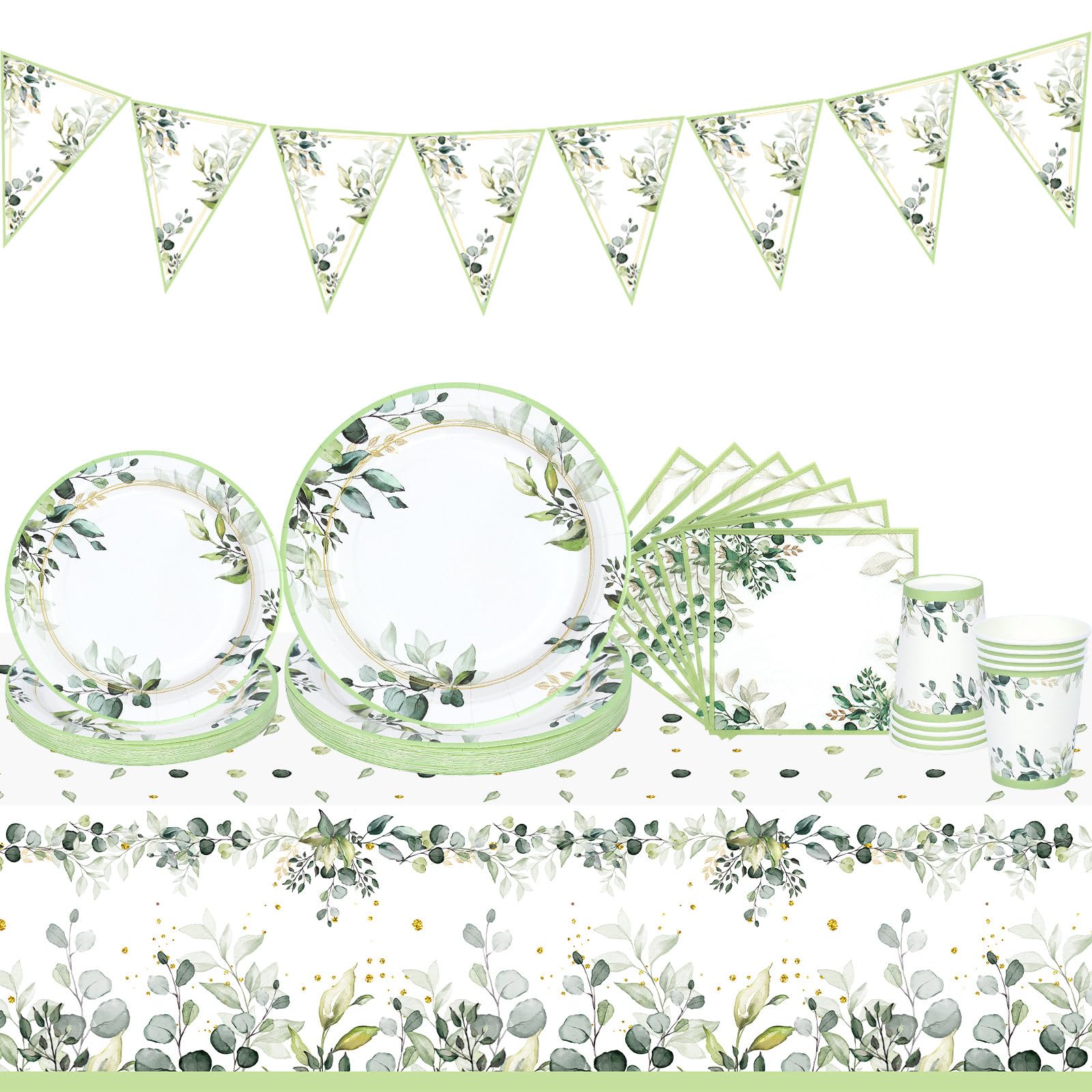 NatNarr Set di 125 stoviglie per feste per 25 ospiti, set di piatti per feste di compleanno, bicchieri, tovaglioli e cannucce di carta per compleanni, matrimoni, baby shower