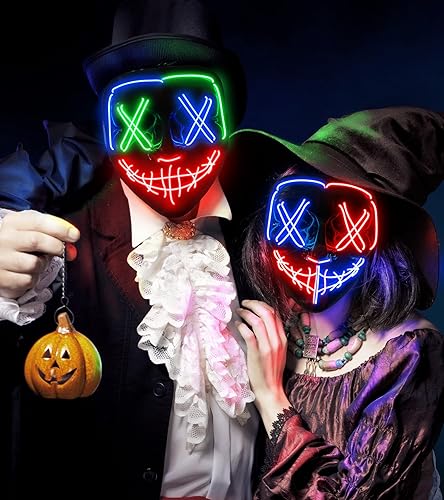 Miniatura 5 de Colplay - Máscara de Halloween con luz LED, máscara facial LED con 3 modos de iluminación y alambre electroluminiscente para disfraz y fiesta de
