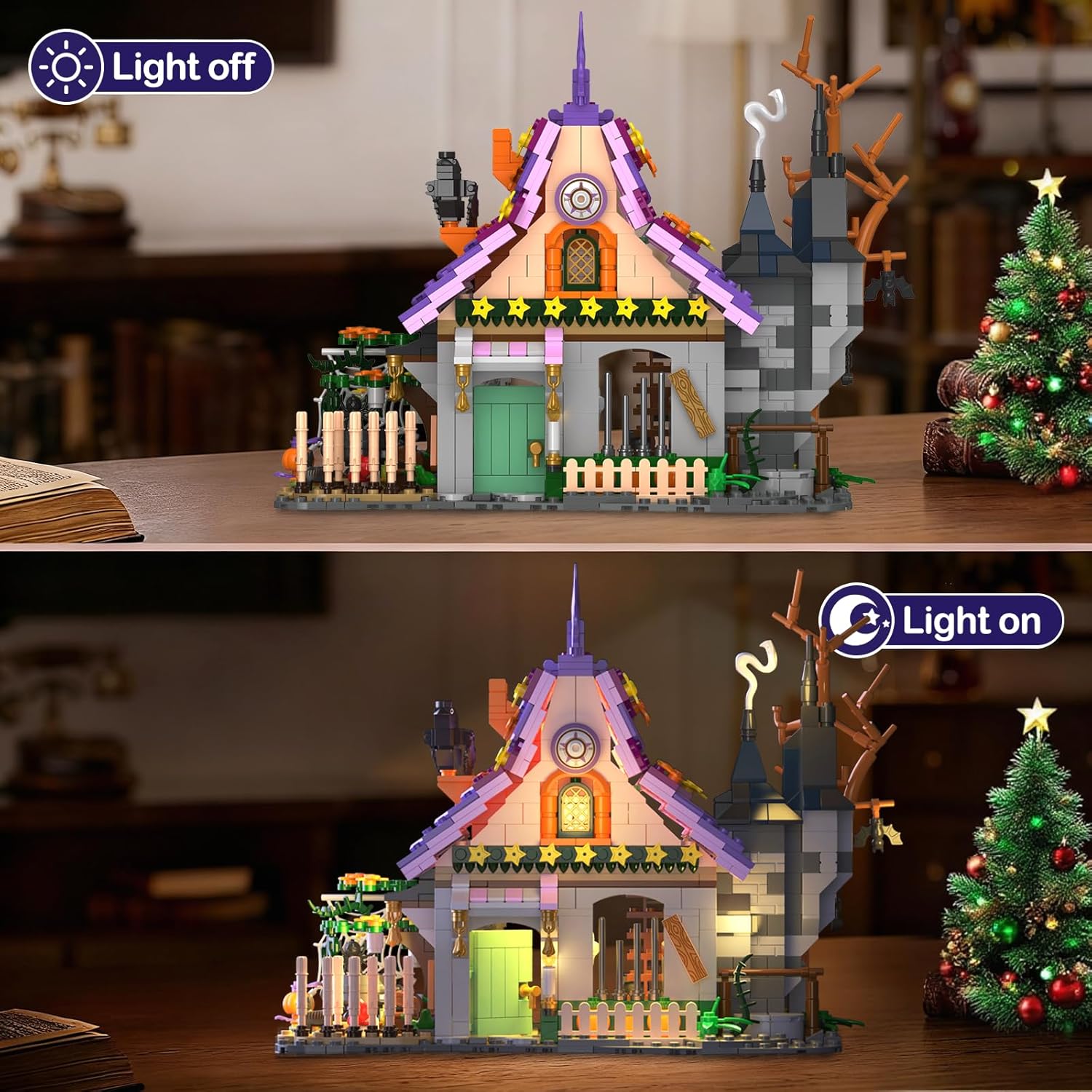 The Magical Retreat of The Witch Building Set, Ideal Christmas and Easter Gift, 1200 PCS Miniature House Model Building Brick Kit for Adults Teens Boys Girls 14+ (Purple-presale)