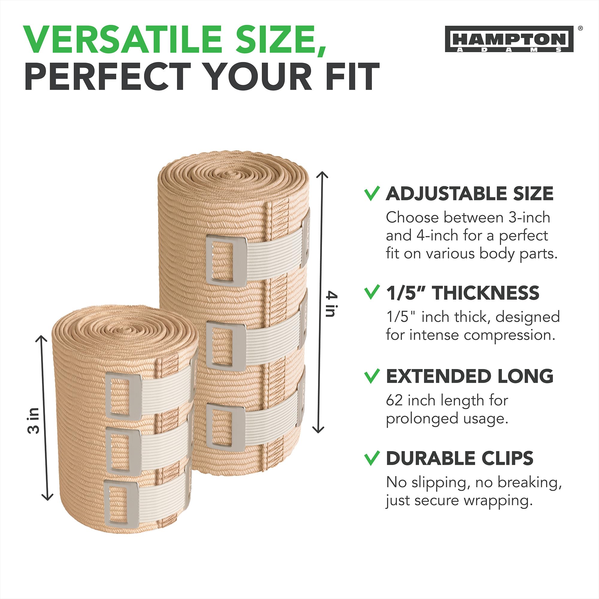 Hampton Adams Elastic Bandage Wrap, Self Closing Compression Set — Amazon image 3