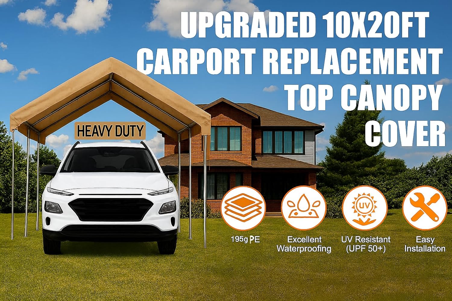 10X20 Heavy Duty Beige Canopy Top Cover with Valance Event Structure