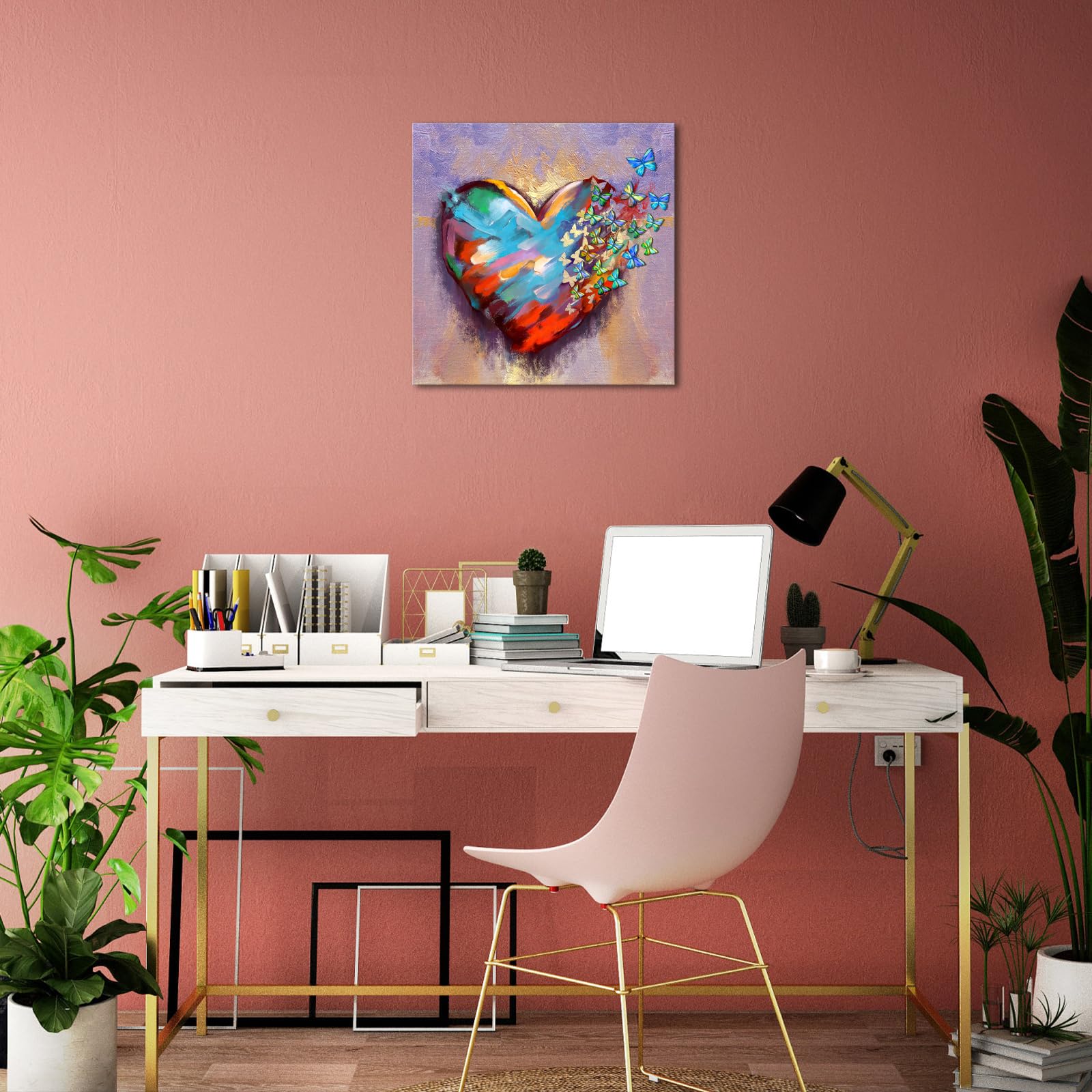 Amazon.com: LyerArtork Abstract Heart Canvas wall art - Colorful