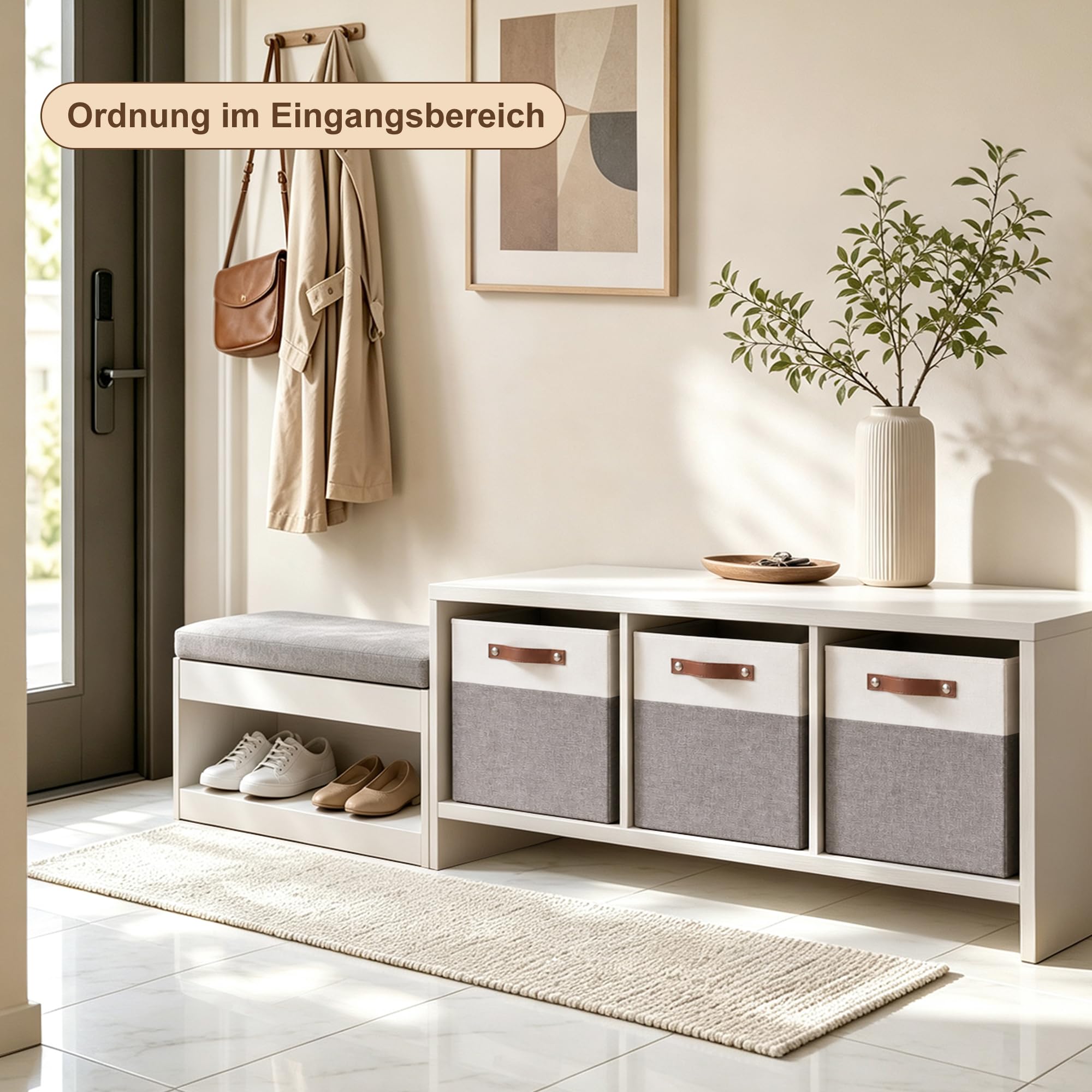 Bagnizer Faltbare Aufbewahrungsbox aus Stoff mit 2 PU-Griffe, 4er Set