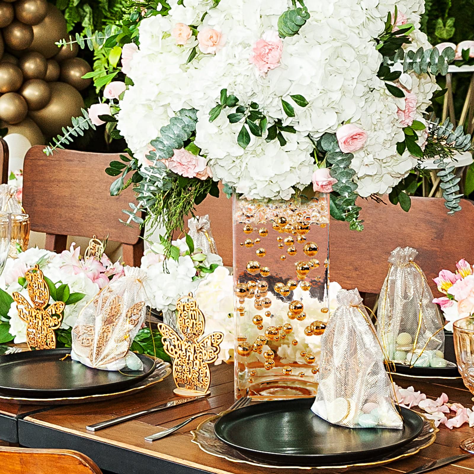 Perle Flottante Pour Vase 150 Pcs Satin Lustre Perles Rondes, 8/14/20mm Acrylique Sans Trou Perle Flottante, Faux Perle Brillante Pour Vase Filler