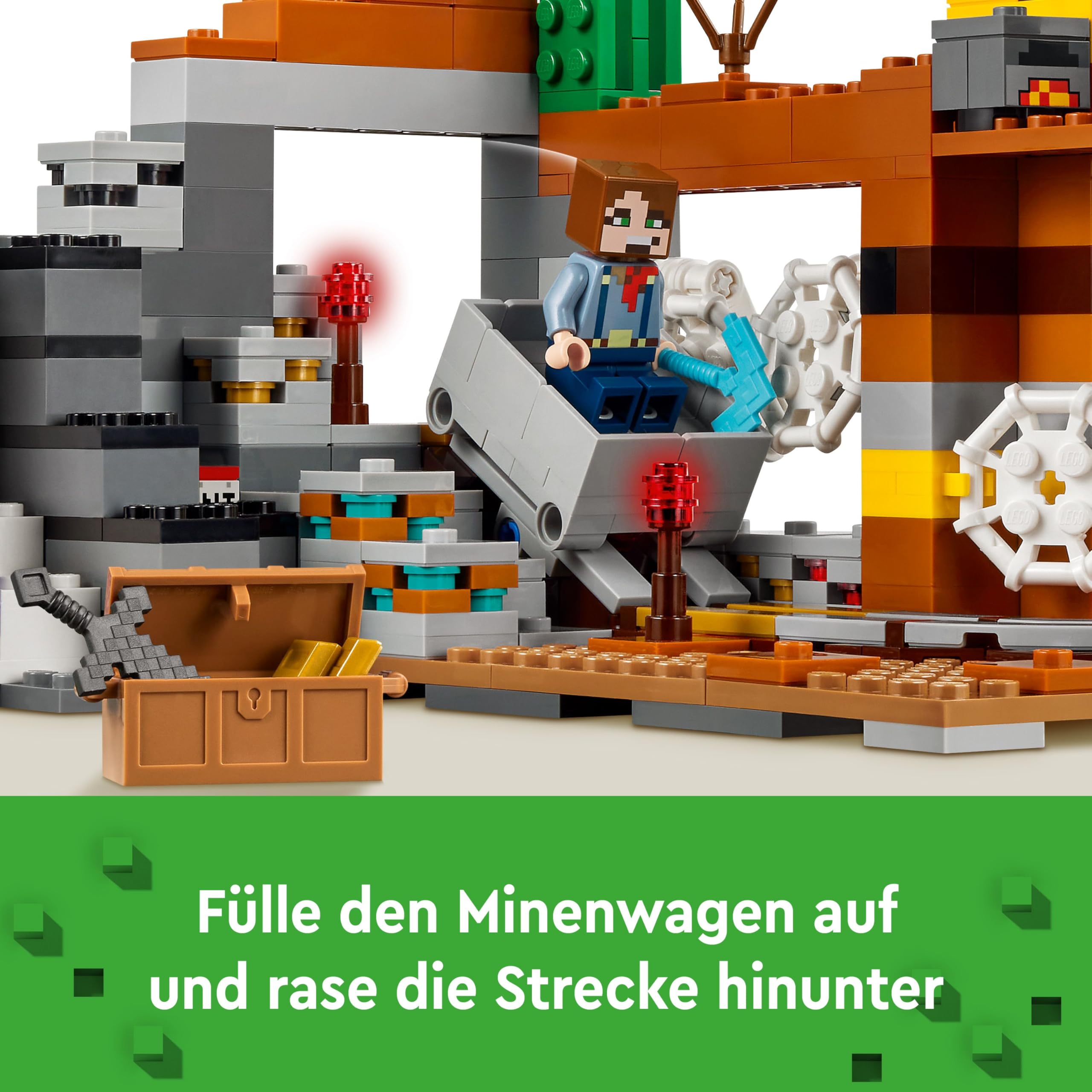 LEGO Minecraft The Badlands Mineshaft - Interactive Toy with Explorer, Creeper and Spider Figures, Plus Exploding TNT Function - Gaming Gift for 8+ Year Old Boys & Girls - 21263