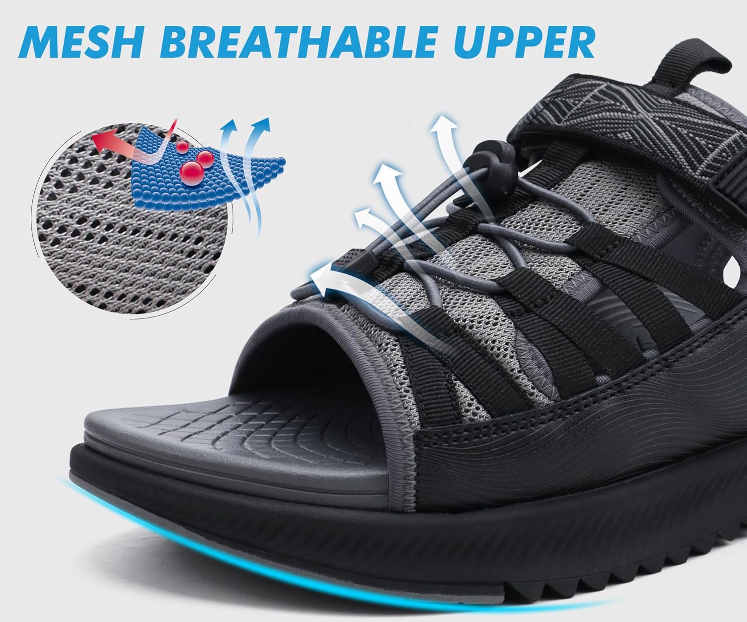 ONCAI Men Hiking Sandals, Arch Support Walking Sandals with Outdoor Orthotic Footbed for Plantar Fasciitis, Hombre Sandalias Recovery Sport Size 7-14 - Image 2