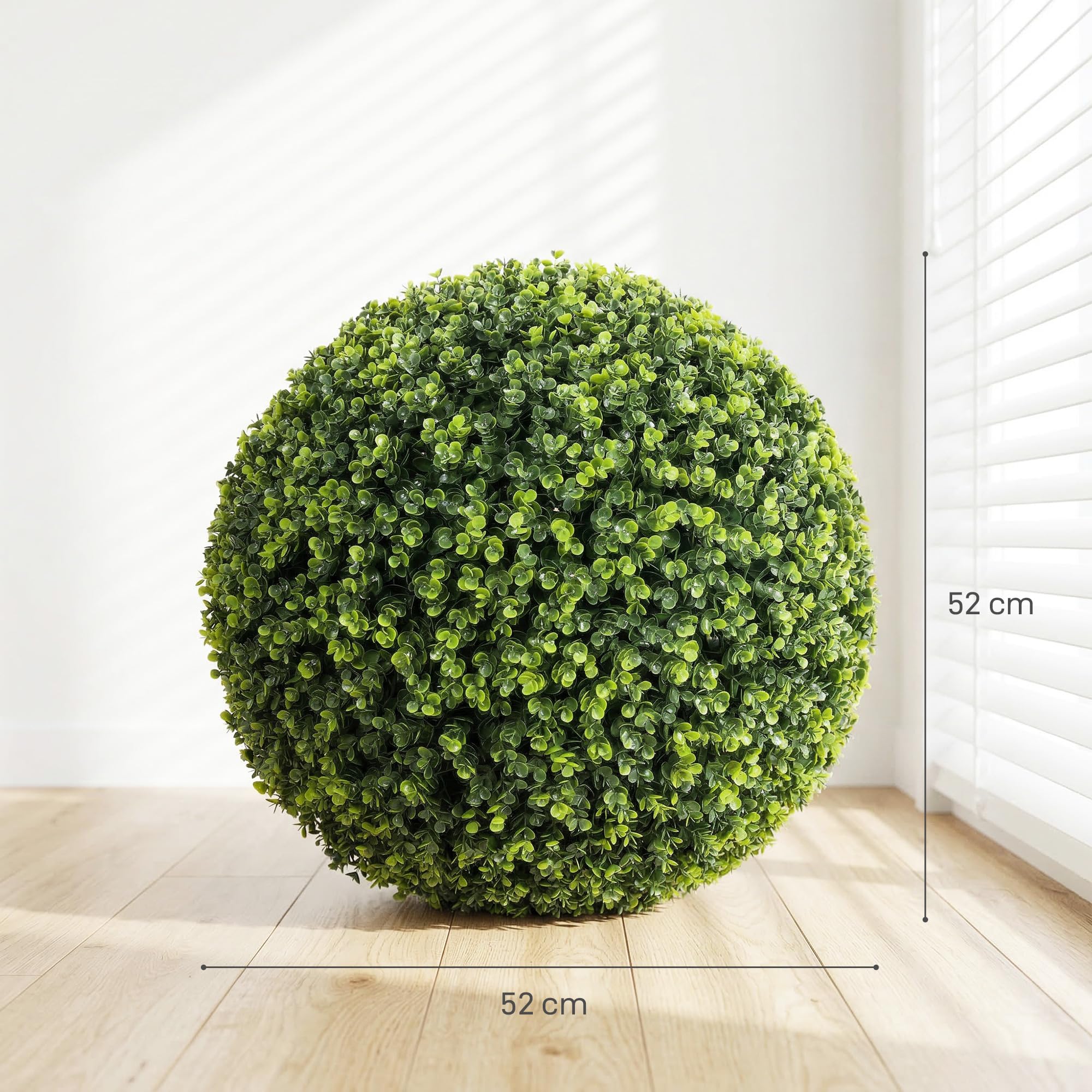 HOMCOM Künstliche Eukalyptuskugeln UV-Beständig Kunstpflanze Ø52 cm | 2 Stück, Künstliche Pflanzen wie Echt, Dekopflanzen für Wohnzimmer Schlafzimmer Büro Garten, Deko Geschenk
