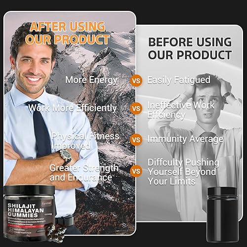 Miniatura 4 de Gomitas Shilajit de 600 mg, Shilajit puro con Ashwagandha y aceite de semilla negra, gomita Shilajit sin azúcar con más de 85 minerales y ácido
