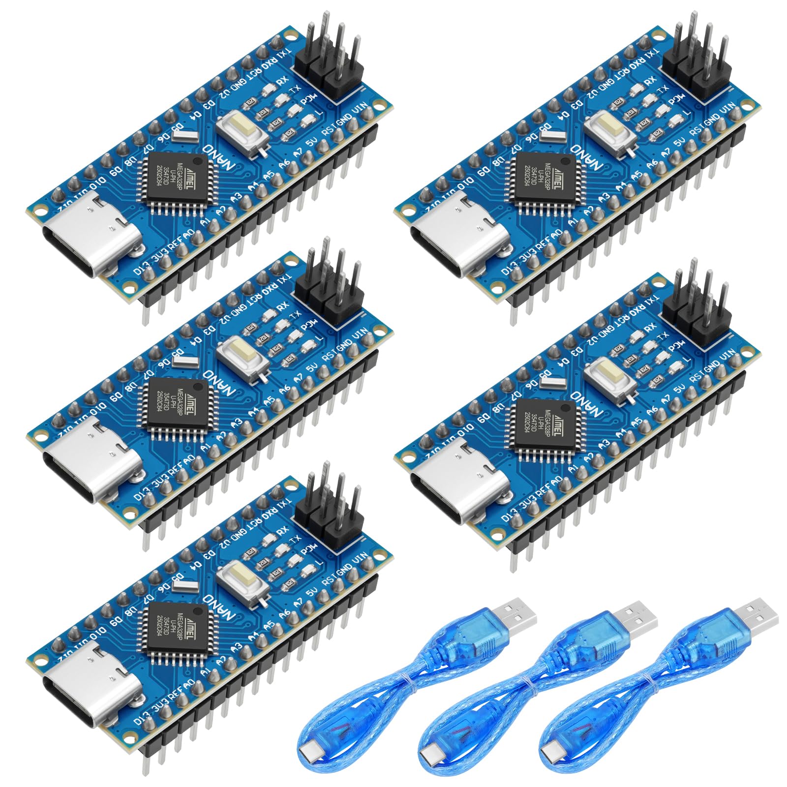 3er-Set Nano V3.0 ATmega328P-AU Board – Mit USB CH340G, Kompatibel Mit Arduino, Perfekt Für Breadboard-Projekte Nano Mega328P 14 I/O 8 Analog 3er-Set Nano V3.0 ATmega328P-AU Board – Mit USB CH340G, Kompatibel Mit Arduino, Perfekt Für Breadboard-Projekte Nano Mega328P 14 I/O 8 Analog