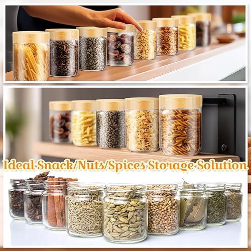 Miniatura 6 de Norme 12 frascos de vidrio de 16 onzas con tapas herméticas para la noche para la avena, tarros masones de boca ancha a granel, tanques de