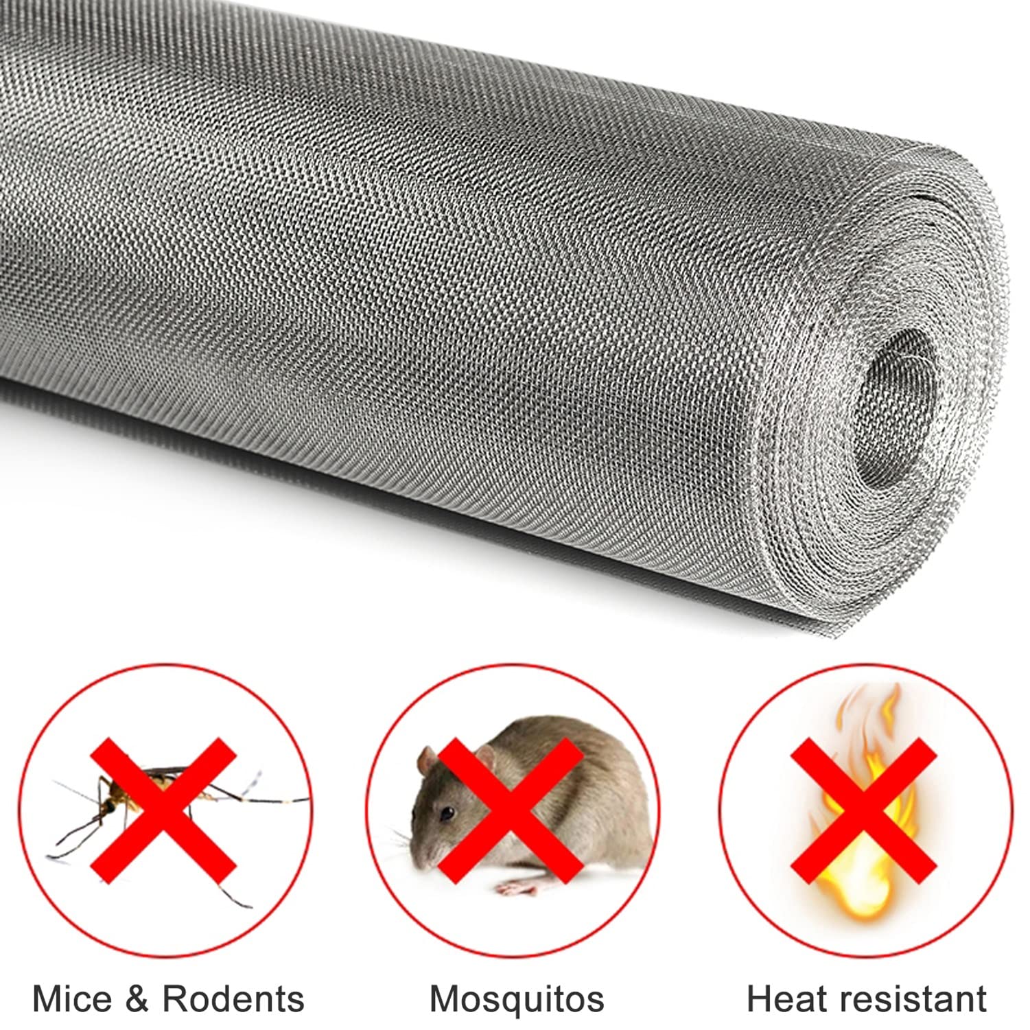 Malla de Alambre Malla Tejido Hoja de malla de acero inoxidable 304, malla de alambre tejido resistente al calor para roedores, pantalla de insectos para jardín, red de filtro de ladrillo de aire con