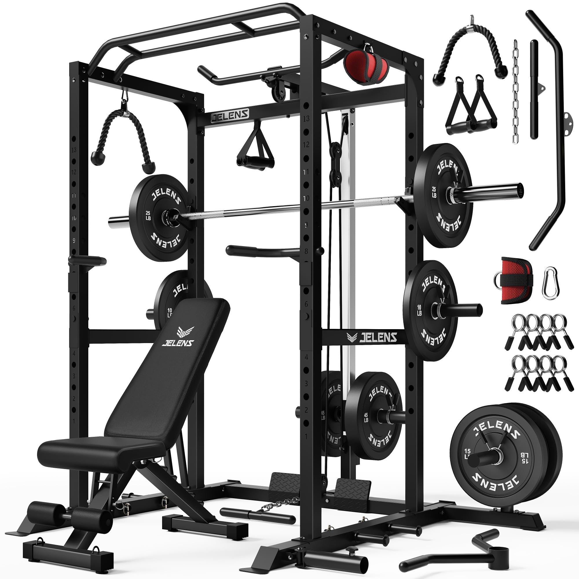 JELENS Power Cage - 2000LBS Home Gym Rack -23
