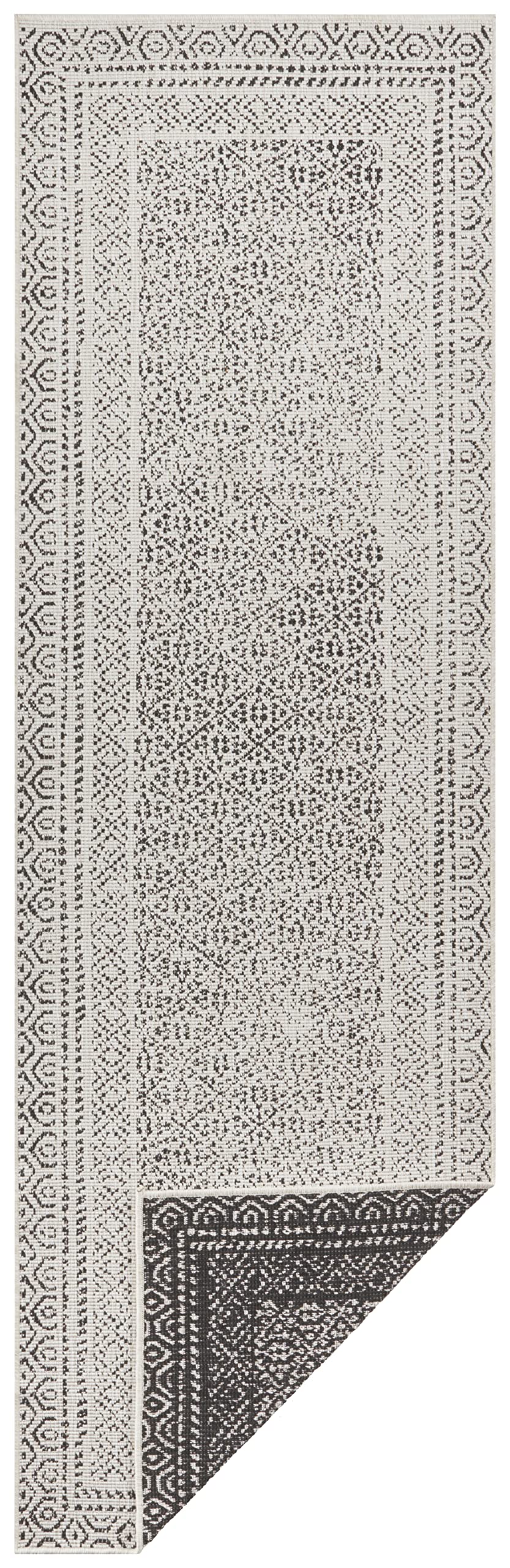 Hanse Home Telaio in tessuto piatto per interni ed esterni (100% polipropilene, resistente ai raggi UV e alle intemperie, adatto al riscaldamento a pavimento), dimensioni: 80 x 250 cm, colore: nero/crema