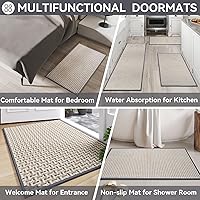 Vista 8 de Tapete para Puerta Interior 36x60 Pulgadas Resistente a la Suciedad y Absorbente, Tapetes de Piso con Respaldo de Goma Antideslizante, Tapete