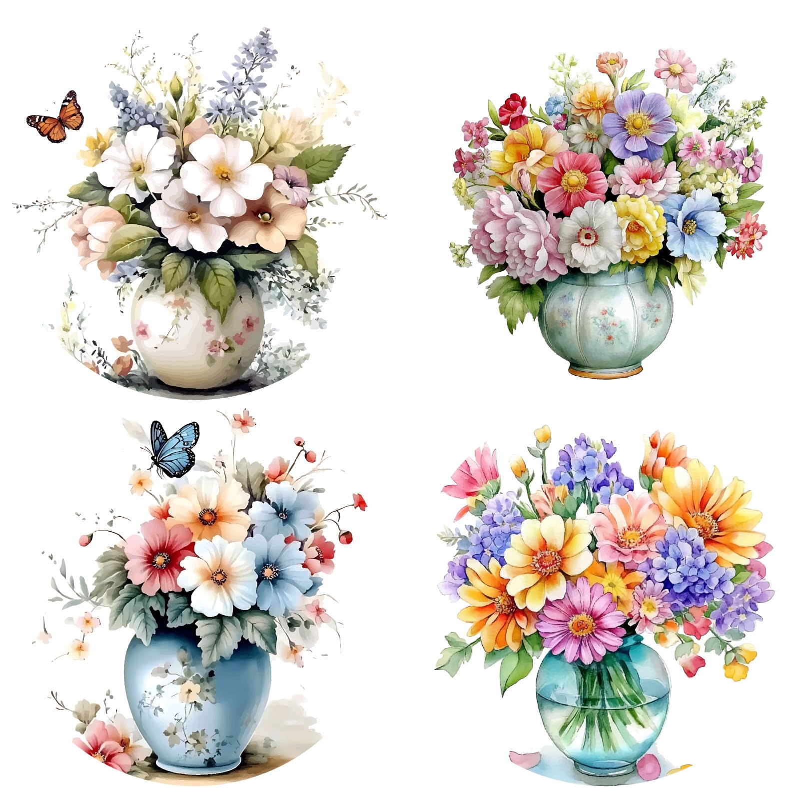 GORGECRAFT 4 pz Primavera Estate Girasole Adesivo per Finestra Fiore Farfalla Animale Adesivo Decorativo da Parete Adesivo Rimovibile Impermeabile Vetrofania per Arredamento della Camera 16x16 cm