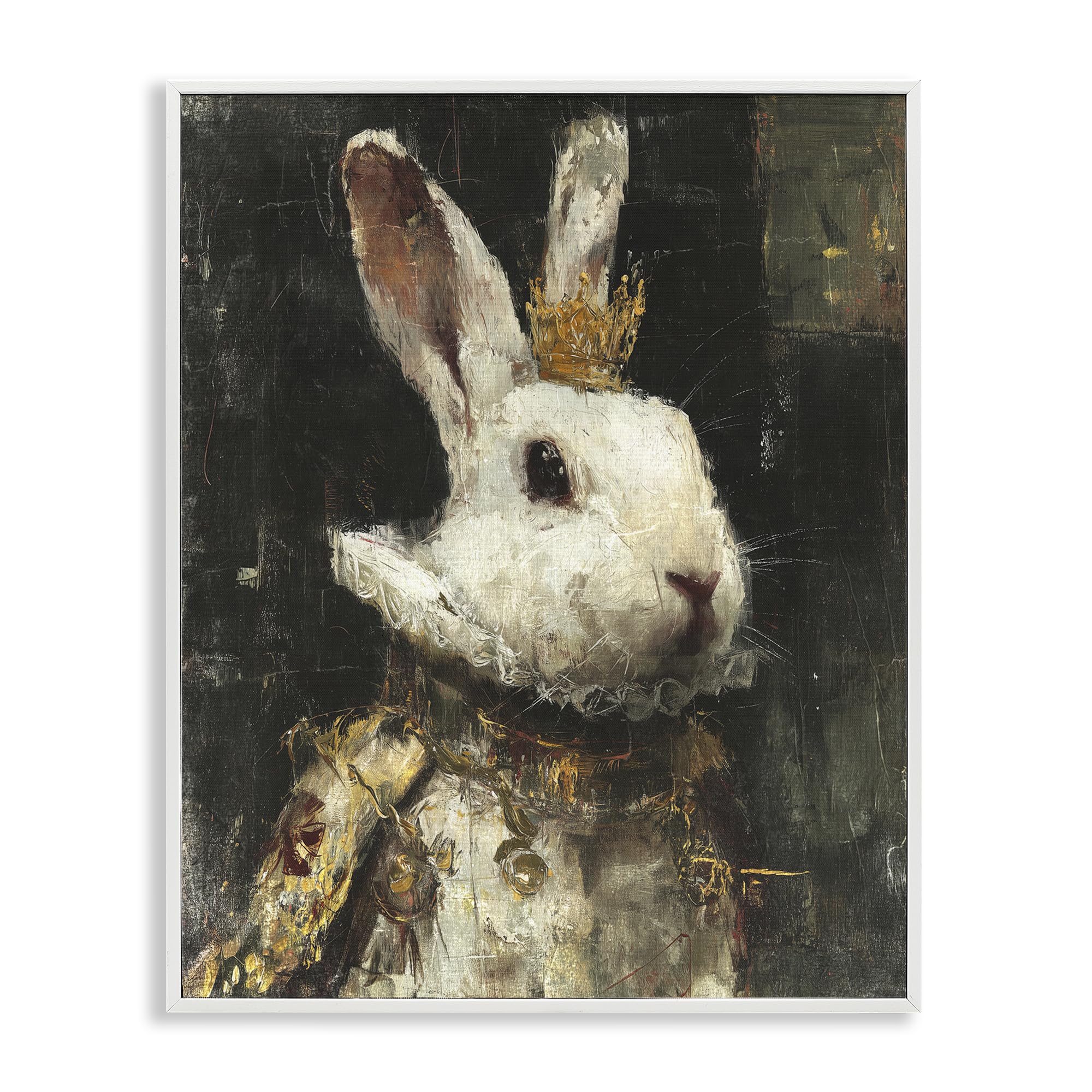 Stupell Industries Coastal White (Textured) 'Regal Hare Portrait'| Framed Giclee Art