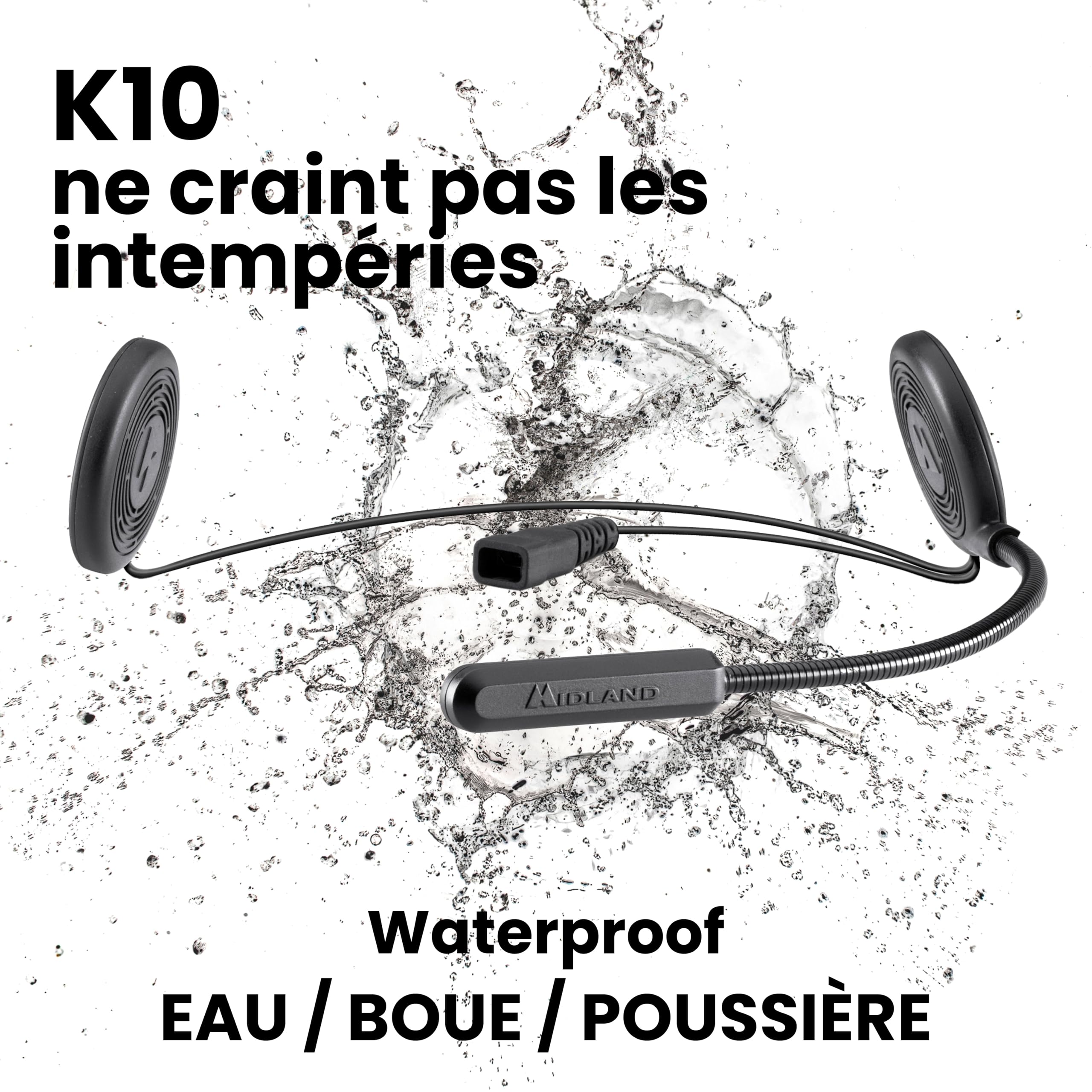 Midland - Écouteur sans Fil Bluetooth 5.2 Individuel Lokui K10 pour Motocyclistes Urbains, Répondeur Invisible Universel avec Filtre Anti Bruit - Écouteurs Casque Moto Minces 7mm avec Charge Rapide
