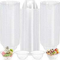 Vista 5 de Tebery Paquete de 200 cuencos de plástico transparente, 6 onzas, desechables, pequeños cuencos duros para sopa, ensalada, cuencos de fiesta