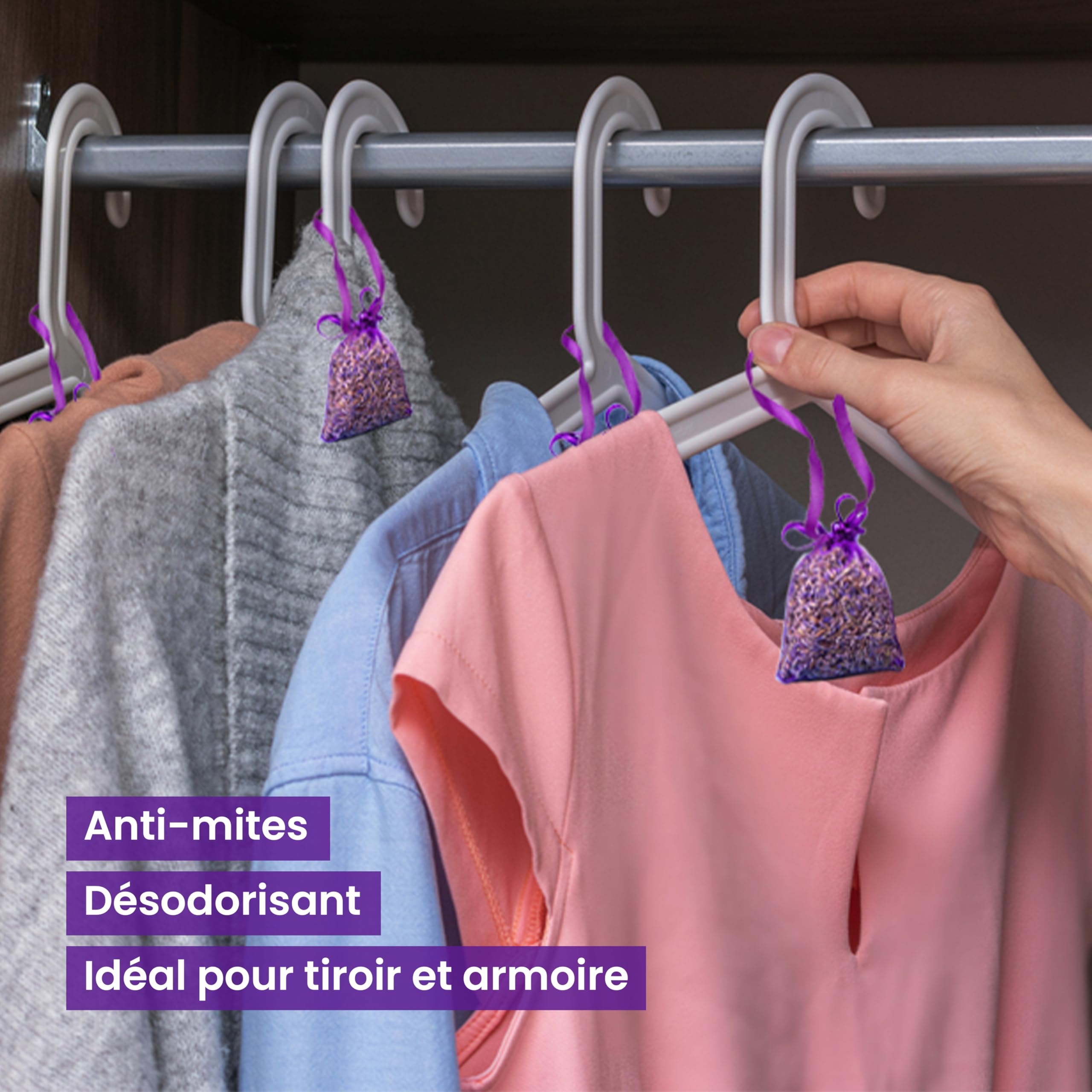 28 Sachets de Lavande Séchée pour Maison, et Voiture – Sachet Lavande Armoire, Désodorisant Naturel et Antimites Vetements AR - Longue Durée Sachet Parfumé Armoire