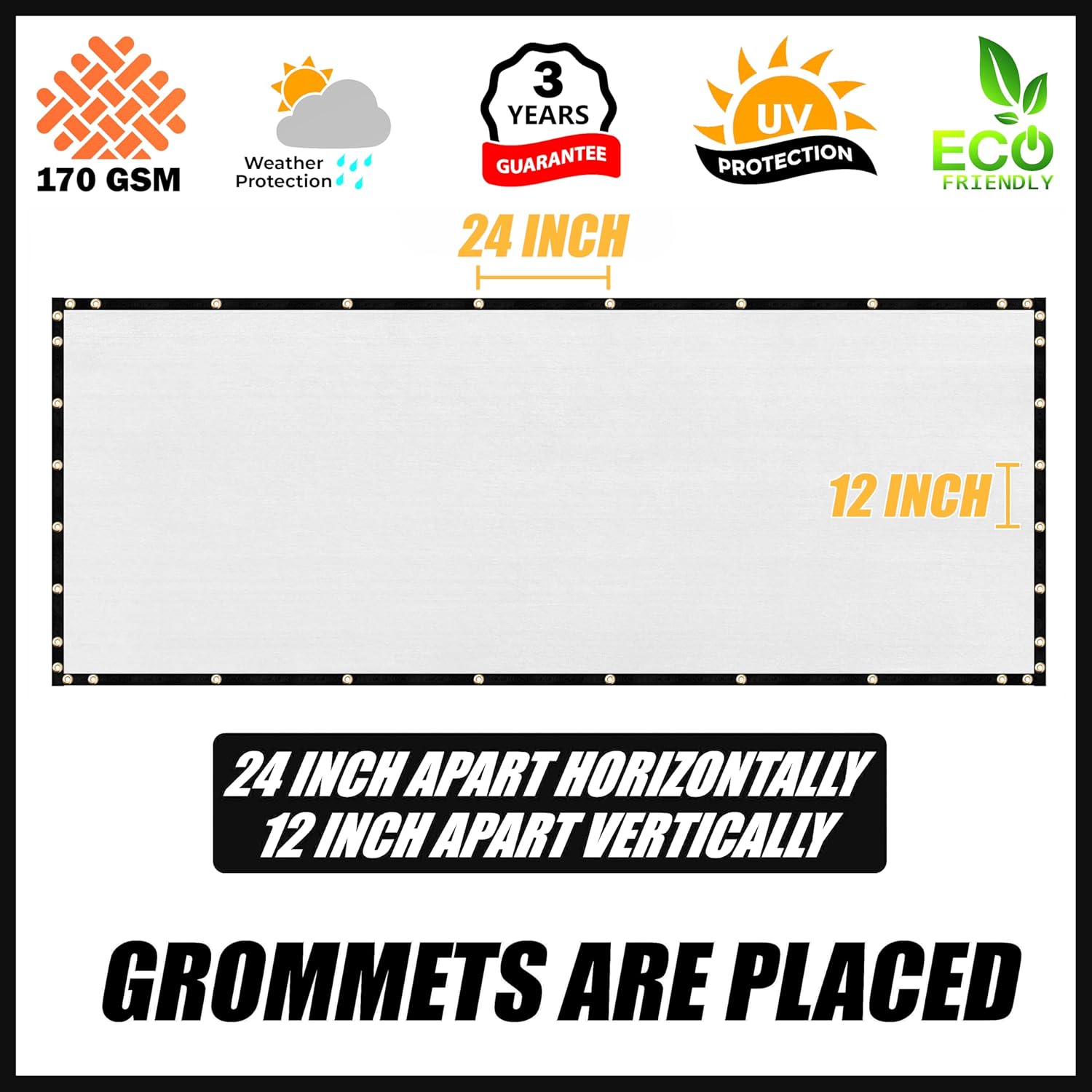 Royal Shade 8' x 10' White Fence Privacy Screen Windscreen Cover Netting Mesh Fabric Cloth - Cable Zip Ties Included (We Make Custom Size)