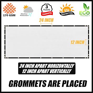 Royal Shade 8' x 50' White Fence Privacy Screen Cover Windscreen with Heavy Duty Brass Grommets - Cable Zip Ties Include (We Make Custom Size)