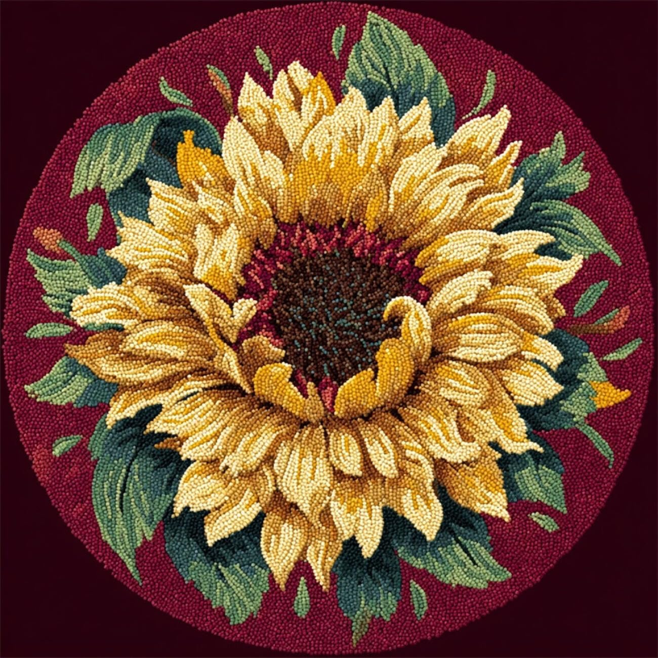 Kitquiver Latch Hook Rug Kits Cartoon Sunflower 60x60cm